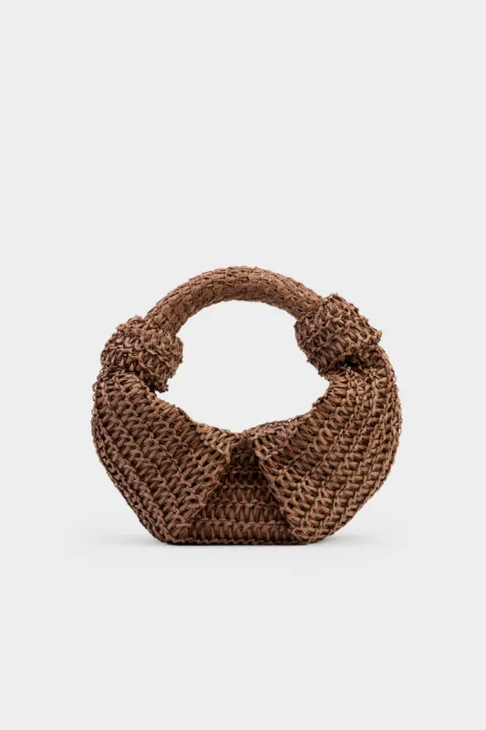 Raffia Lopsy Bag in Chocolate sold by Simon Miller