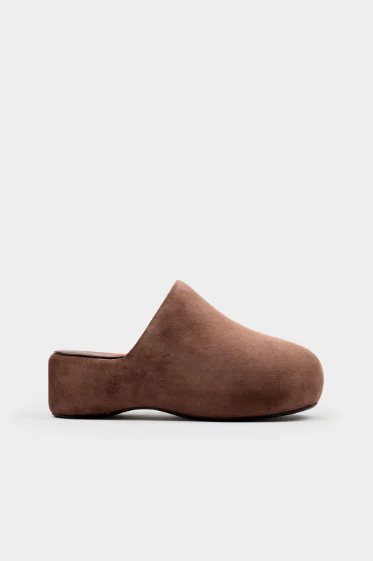 Suede Bubble Clog in Chocolate made by Simon Miller