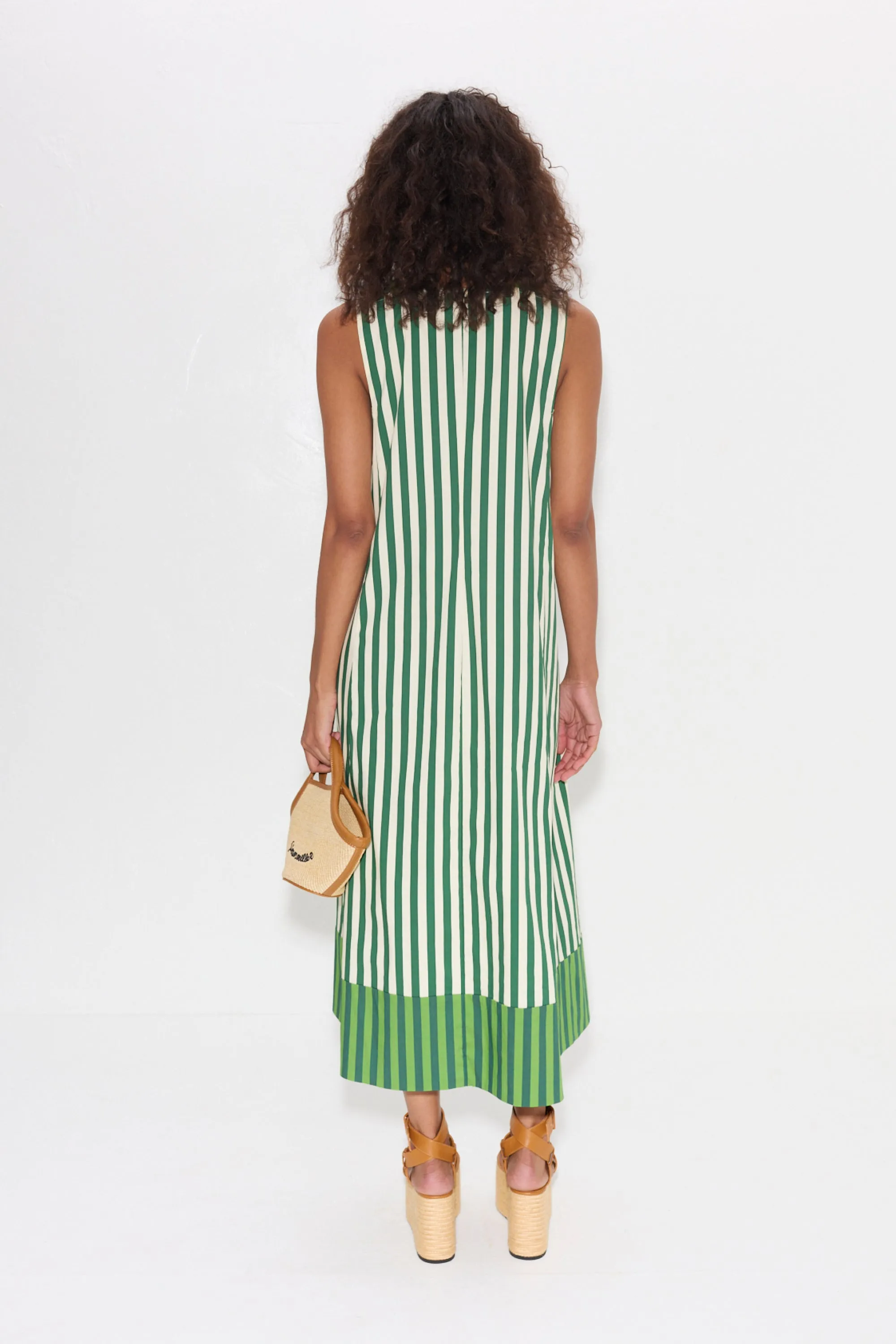 Mar Striped Poplin Dress in Green Stripe Combo sold by Simon Miller product image thumbnail 3