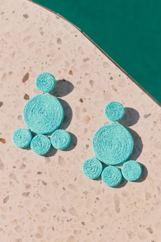Raffia Deco Earring in Panama Blue sold by Simon Miller