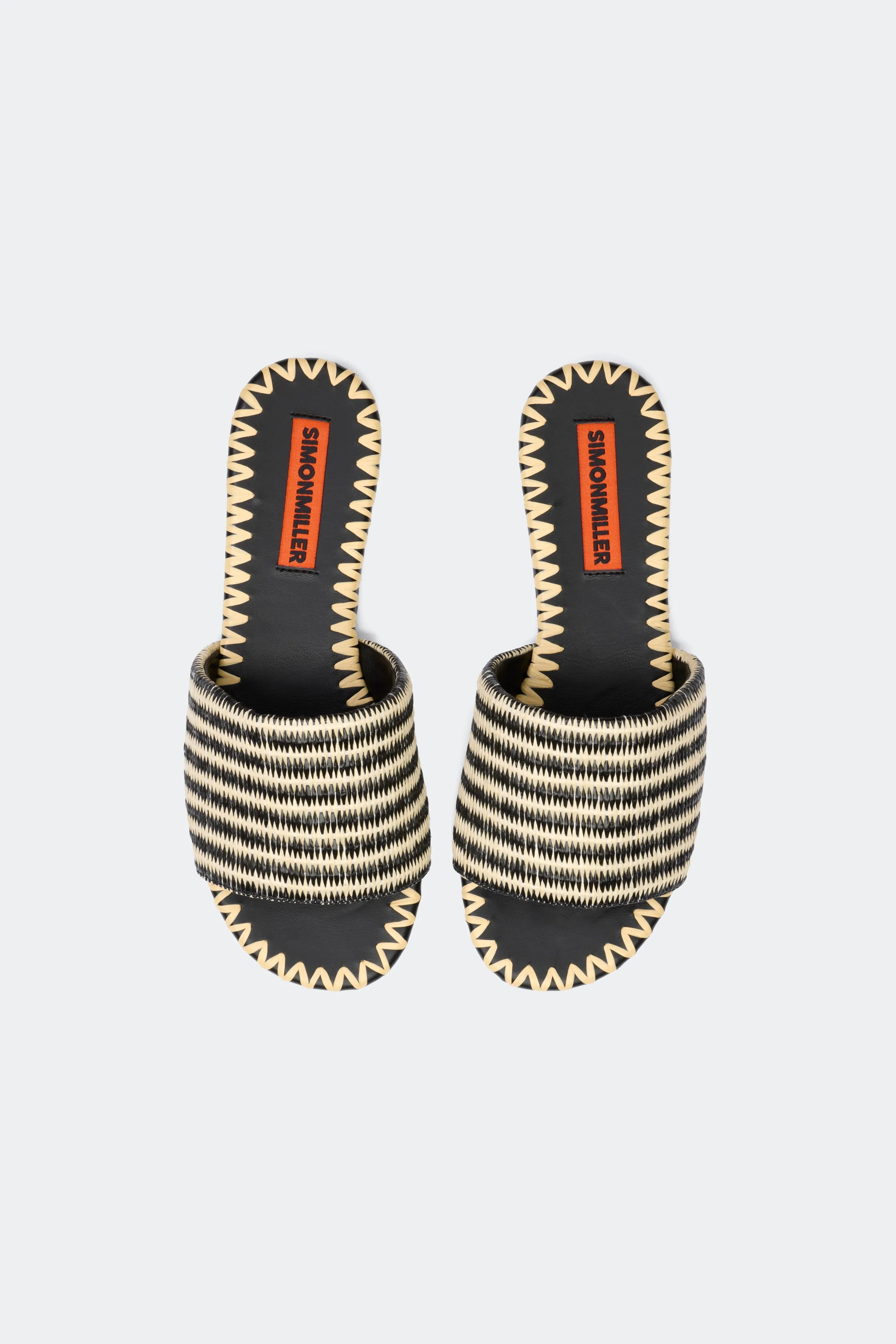 Stripe Raffia Salerno Slide in Black/Natural Stripe sold by Simon Miller product image thumbnail 2