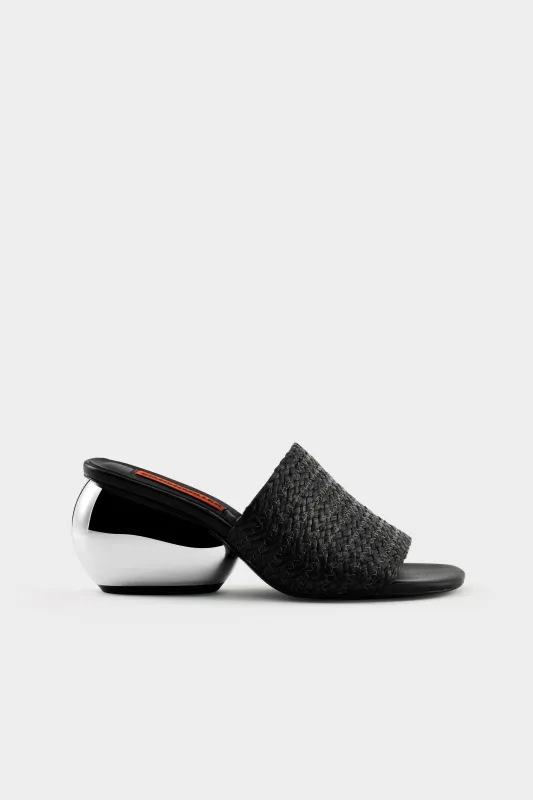 Braided Raffia Moderno Sandal in Black/Silver sold by Simon Miller