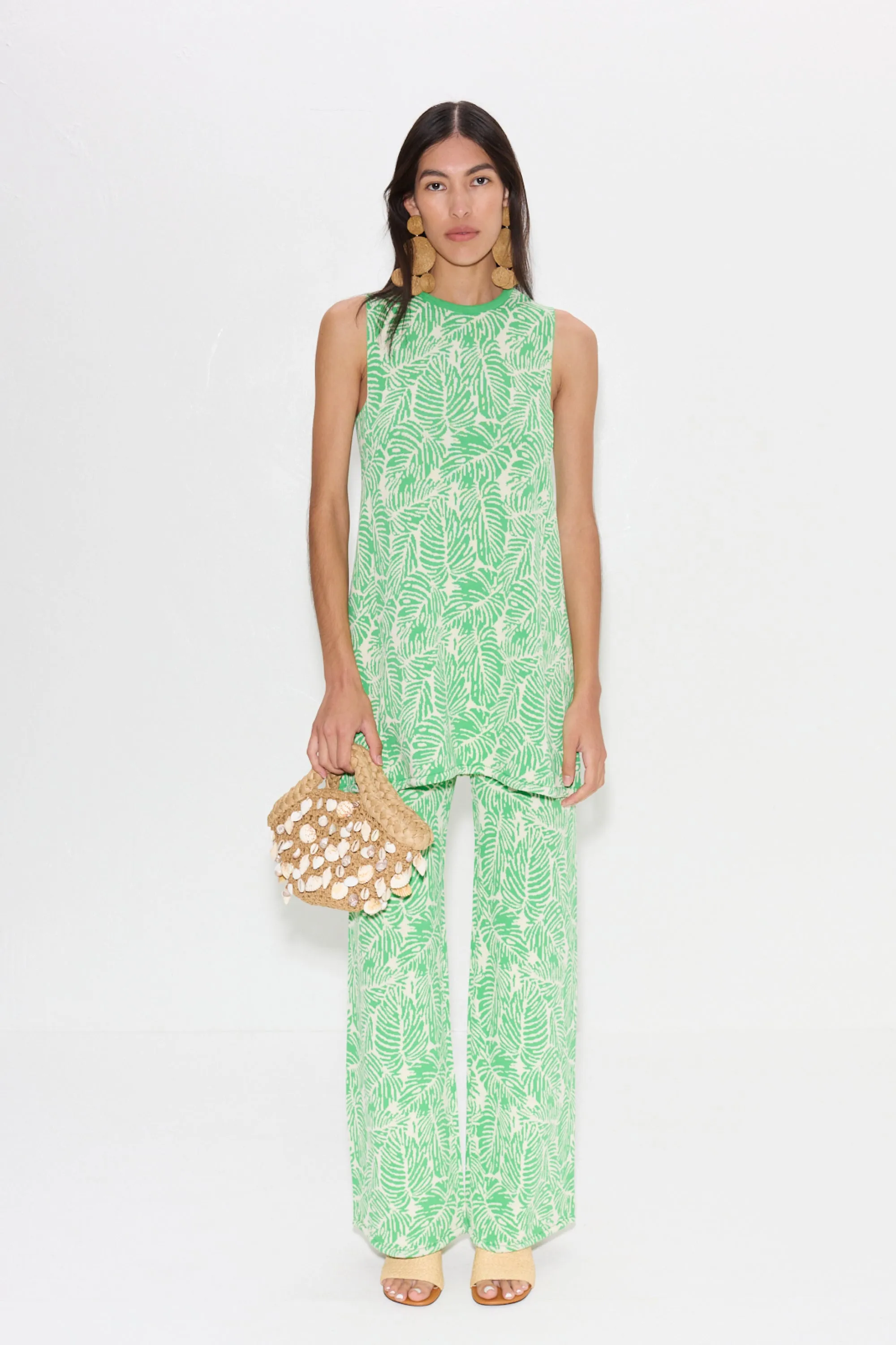 Knits By Jabber Pant in Gummy Green Palm Leaf sold by Simon Miller product image thumbnail 2