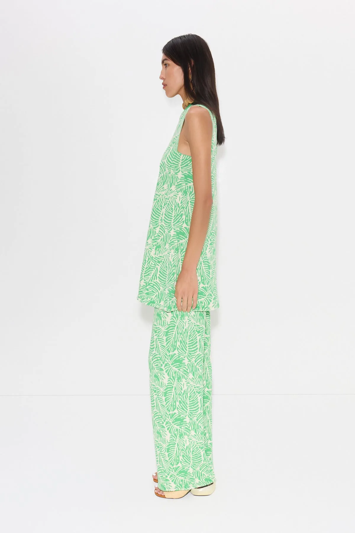 Knits By Zana Knit Mini Dress in Gummy Green Palm Leaf sold by Simon Miller product image thumbnail 4