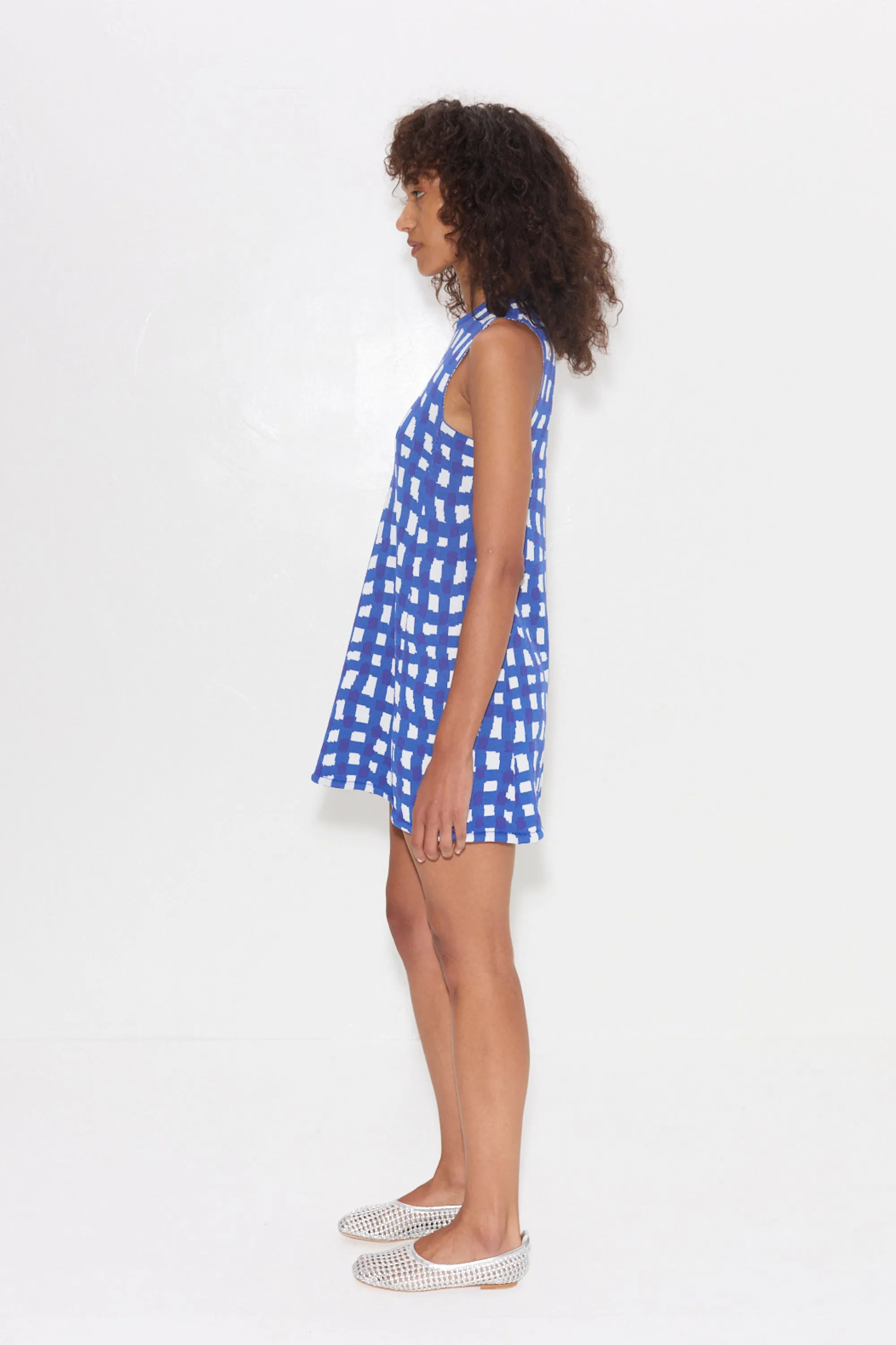 Knits By Zana Knit Mini Dress in Klein Blue Wavy Gingham sold by Simon Miller product image thumbnail 5