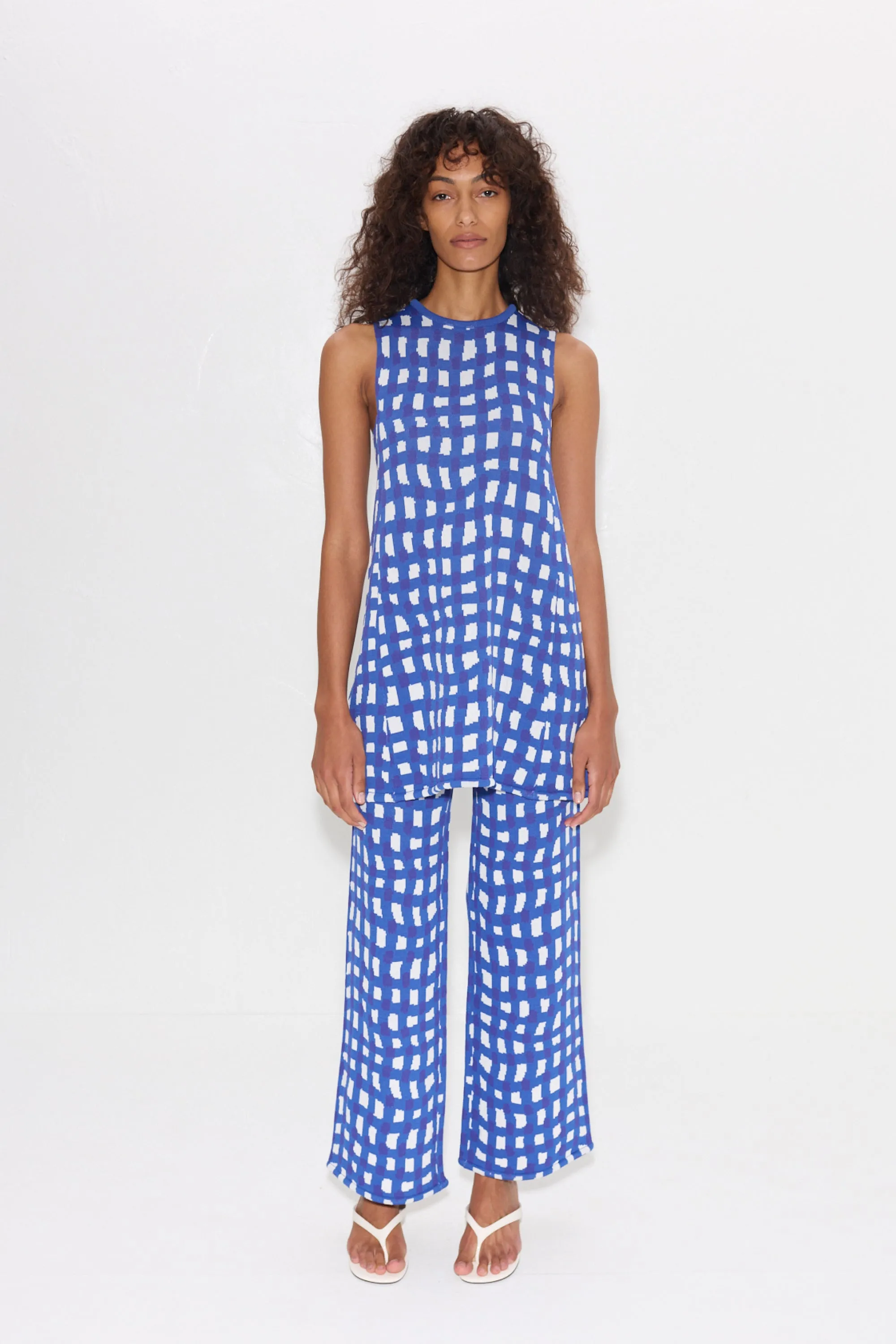 Knits By Jabber Pant in Klein Blue Wavy Gingham sold by Simon Miller product image thumbnail 2