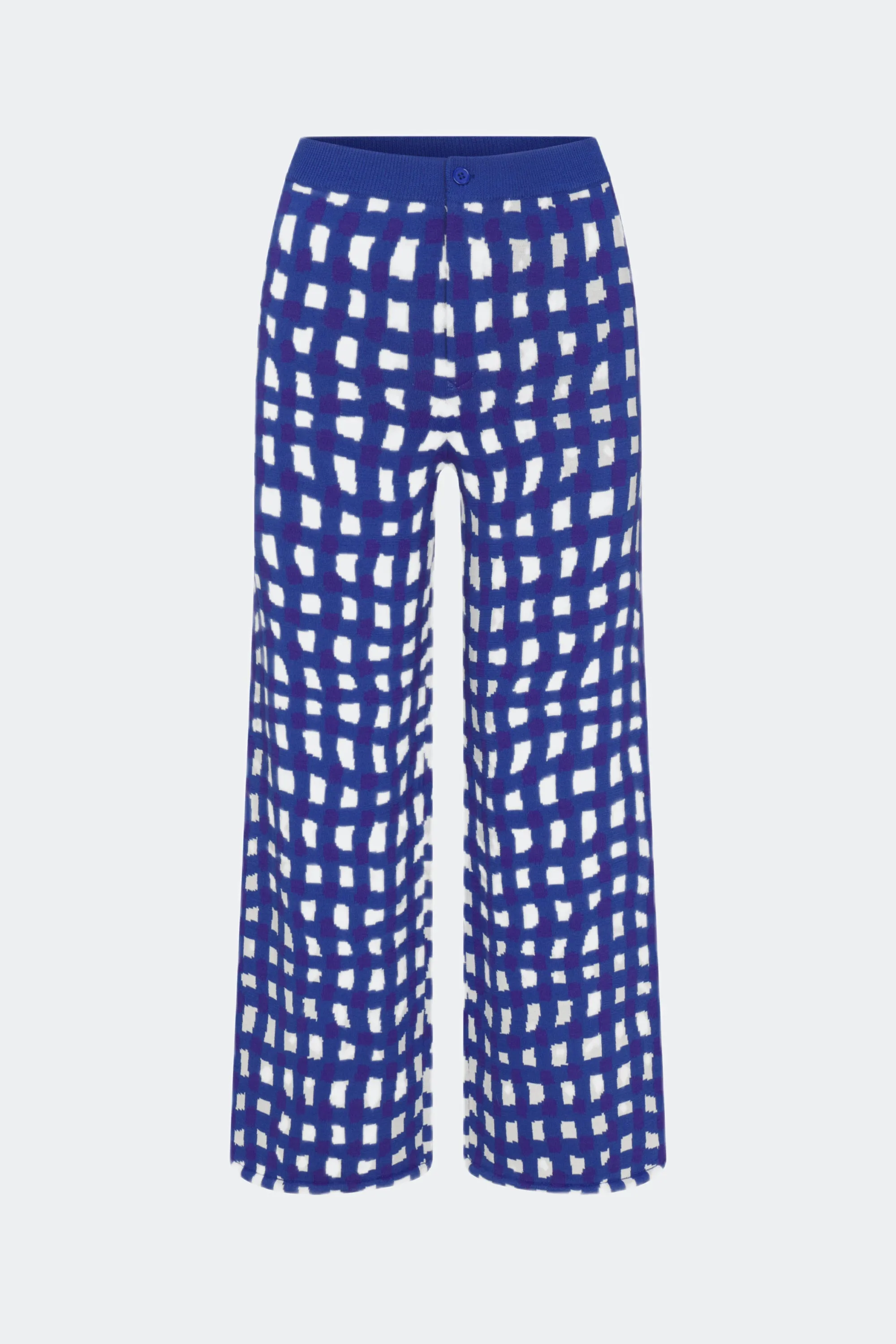 Knits By Jabber Pant in Klein Blue Wavy Gingham sold by Simon Miller