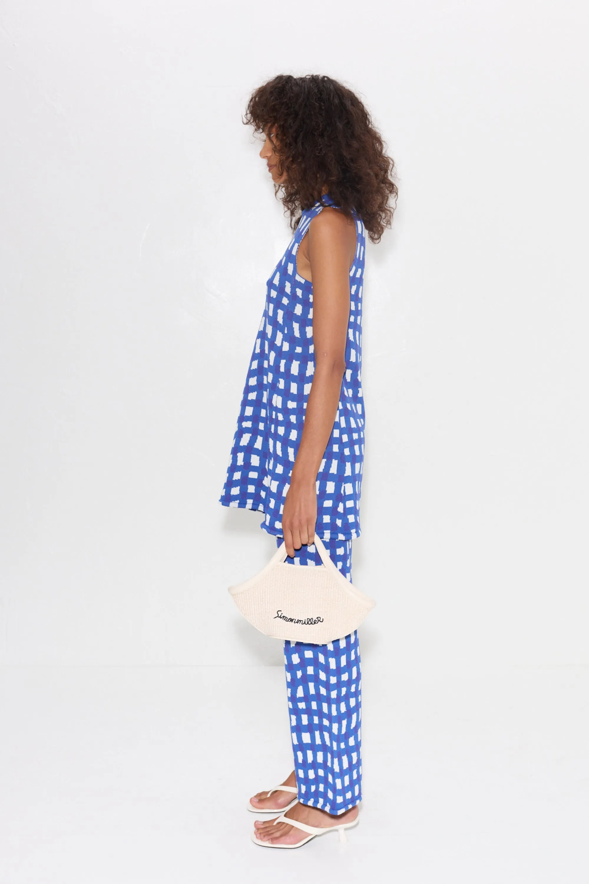Knits By Jabber Pant in Klein Blue Wavy Gingham sold by Simon Miller product image thumbnail 3