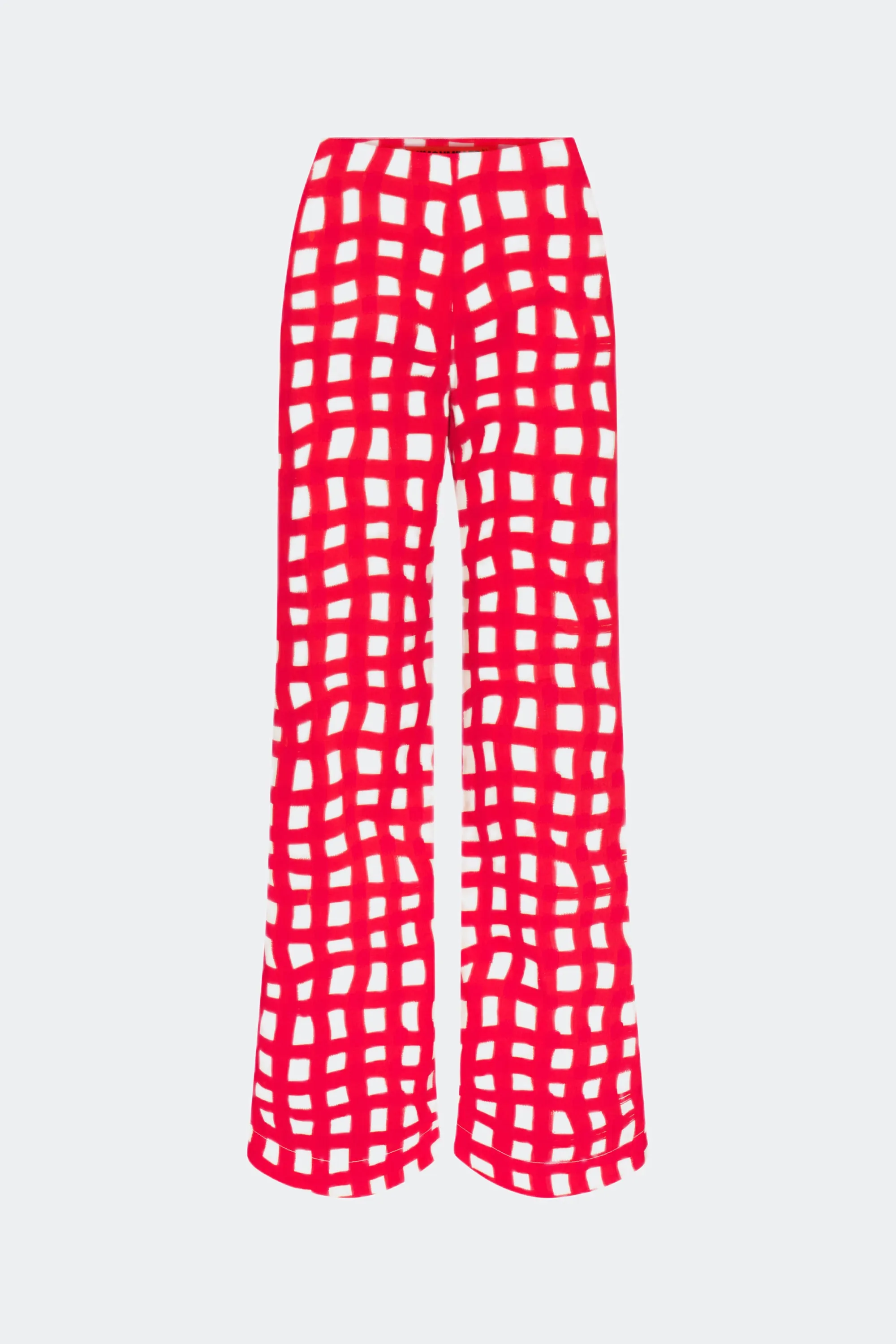 Pia Poplin Pant In Cherry Red Wavy Gingham sold by Simon Miller