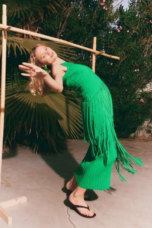 Spiral Dress in Gummy Green made by Simon Miller