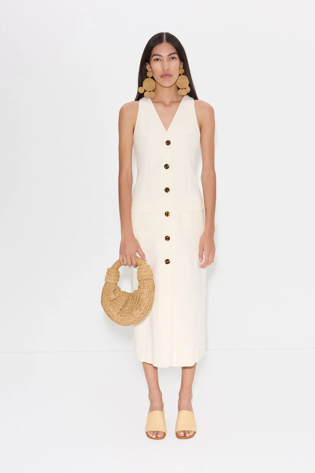 Zapata Linen Midi Dress in Chalk sold by Simon Miller product image thumbnail 3