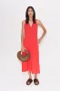 Nava Poplin Midi Dress in Cherry Red sold by Simon Miller