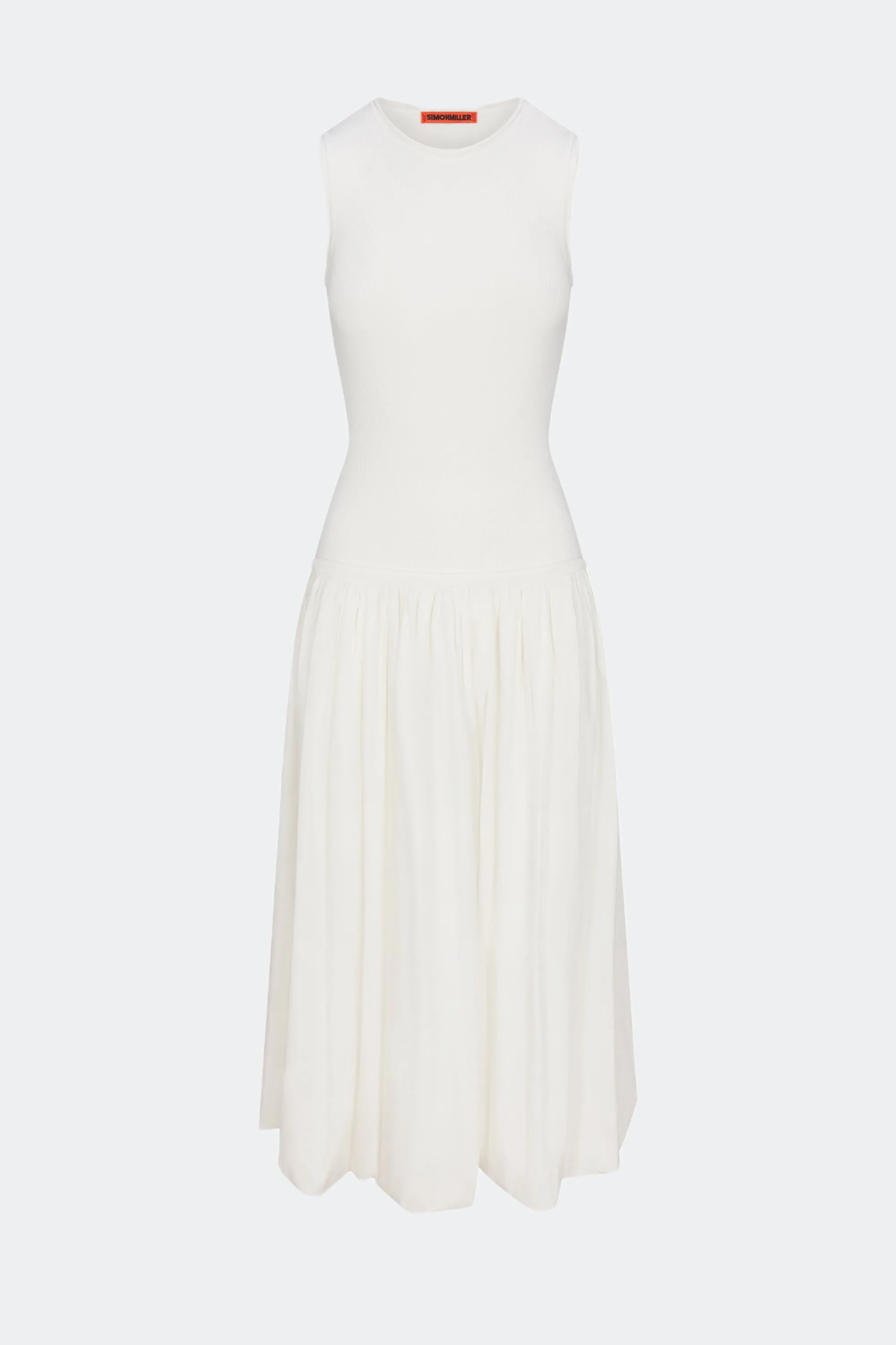 Yanez Poplin Combo Dress in Macadamia sold by Simon Miller