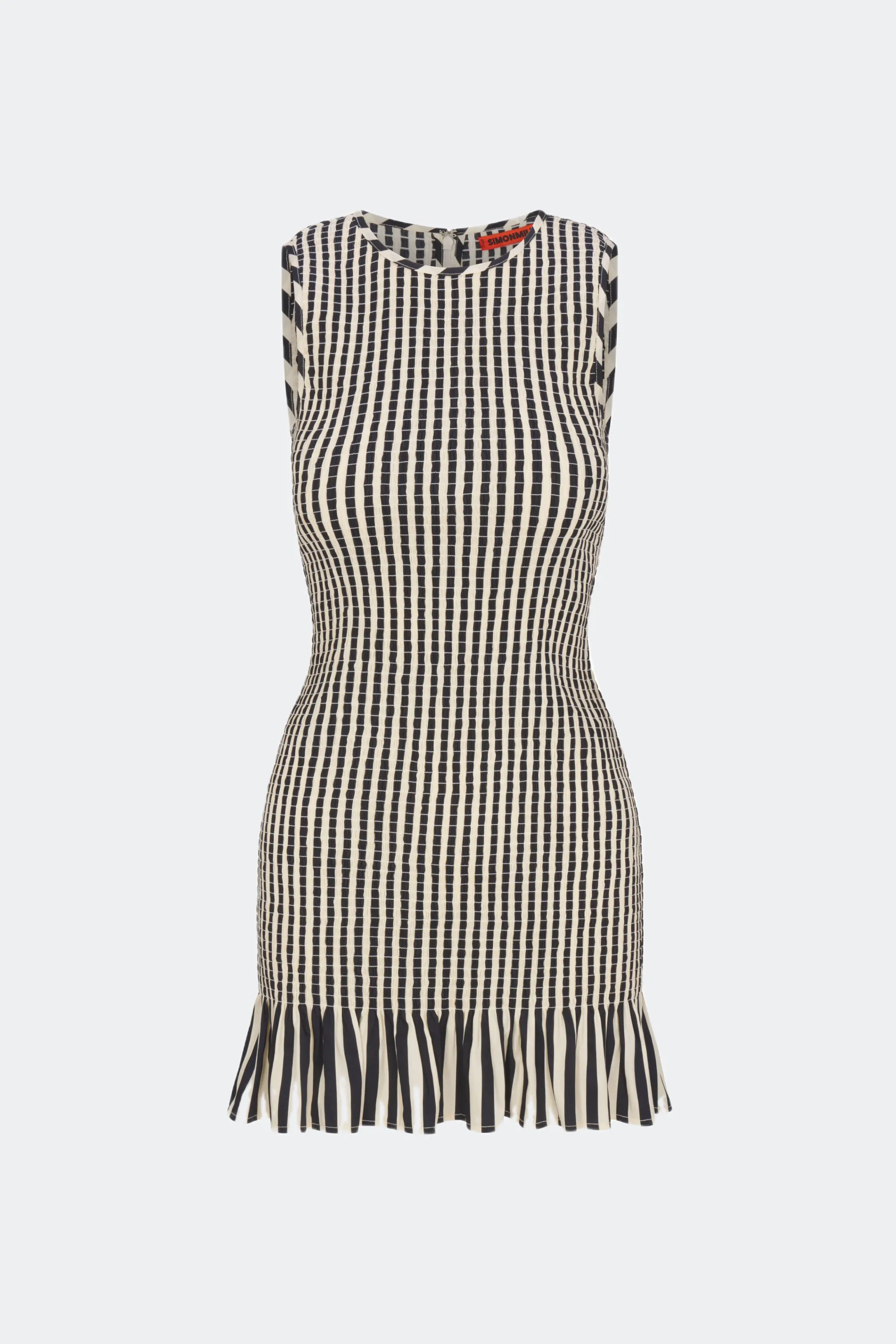 Belle Smocked Mini Dress in Black/White Stripe sold by Simon Miller product image thumbnail 2