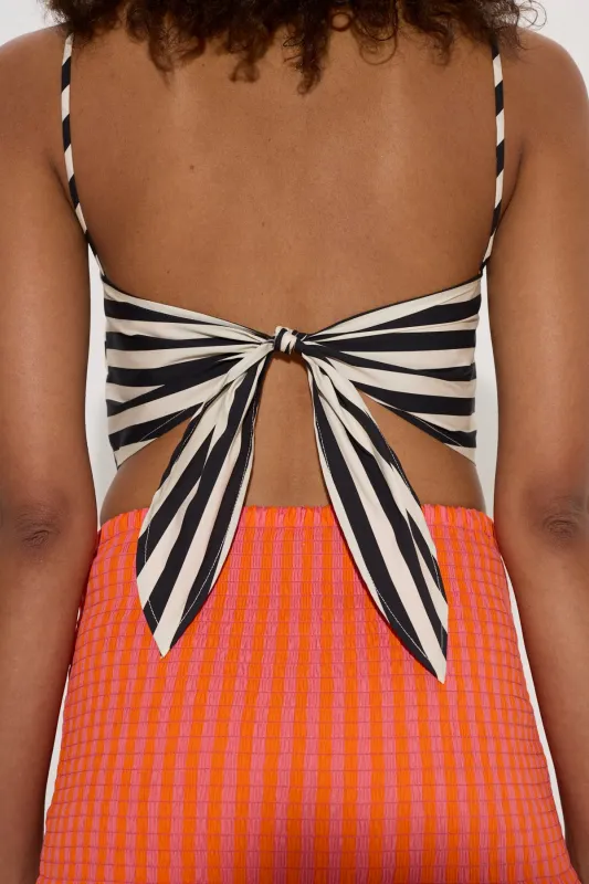 Kit Poplin Tie Top in Black/White Stripe sold by Simon Miller