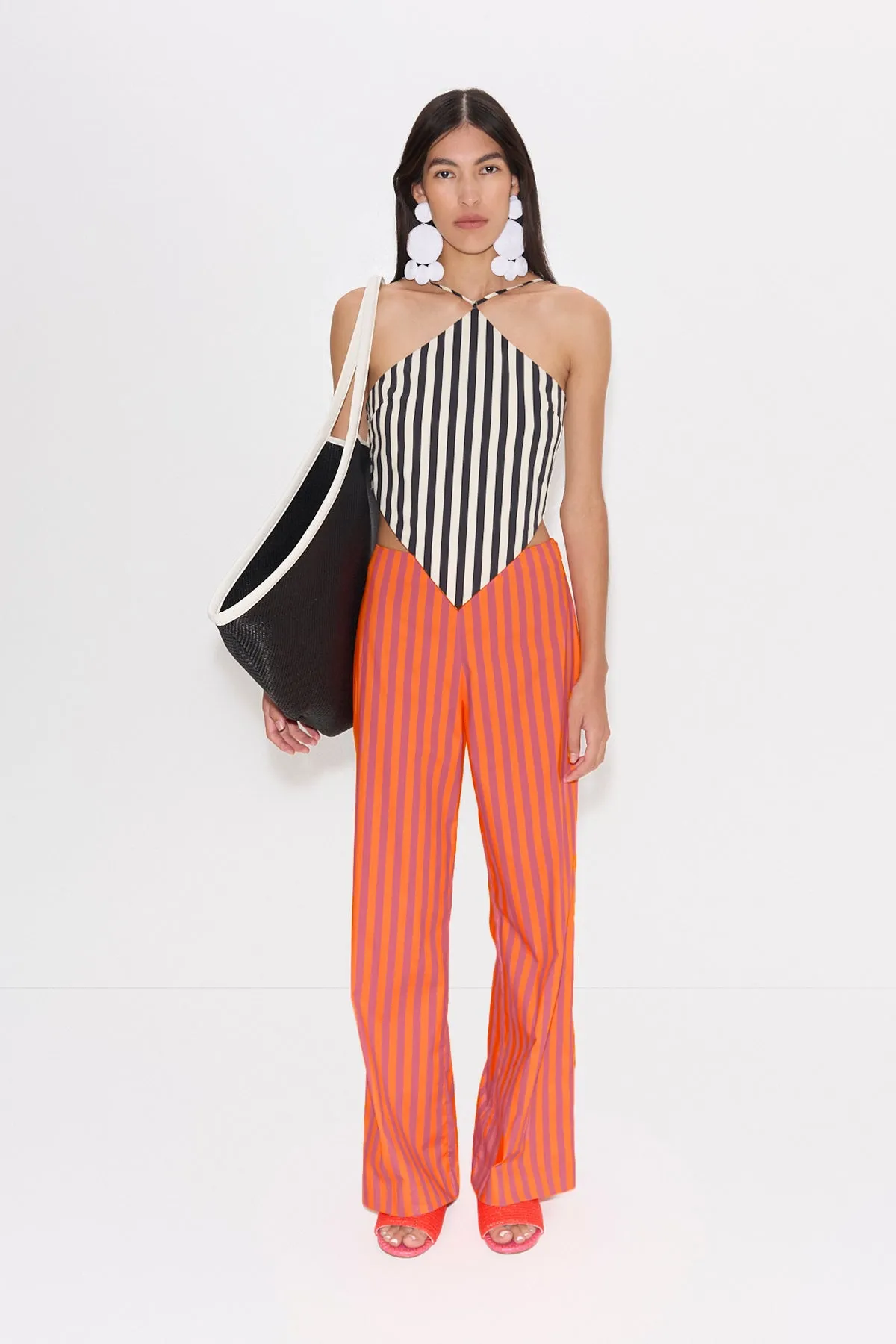 Kit Poplin Tie Top in Black/White Stripe sold by Simon Miller product image thumbnail 3