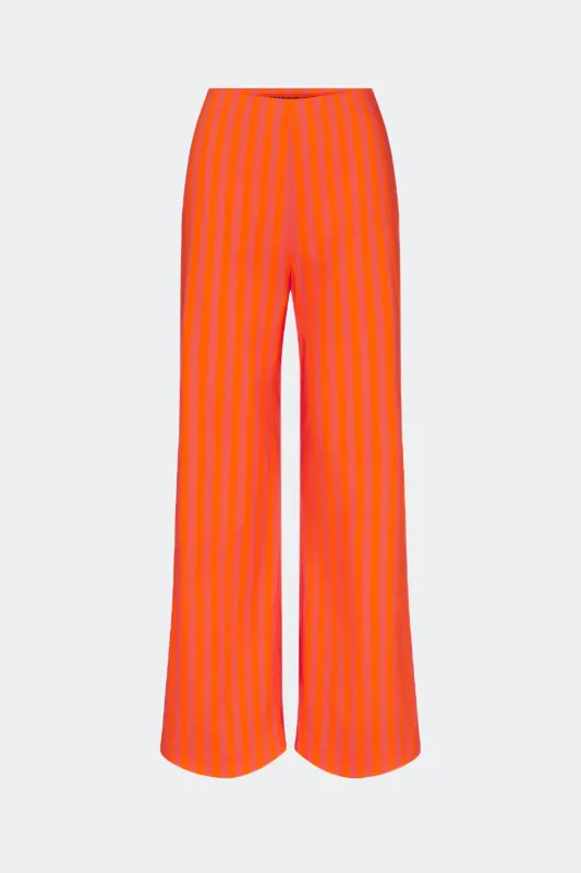 Pia Poplin Pant in Hibiscus/Tangerine Stripe sold by Simon Miller