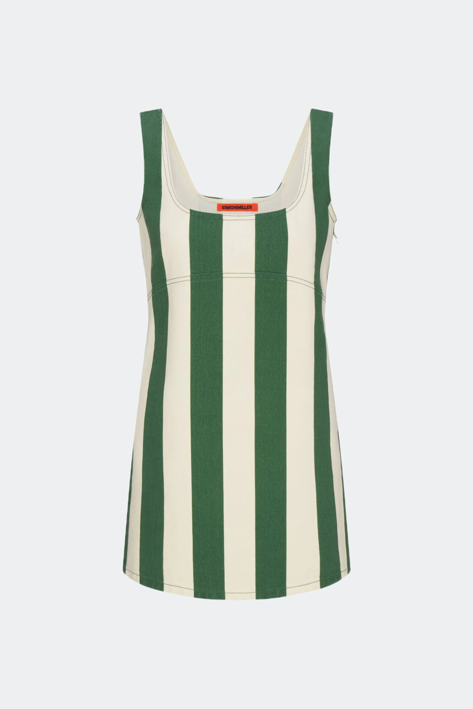 Sahara Striped Denim Dress in Gummy Green/Ecru sold by Simon Miller