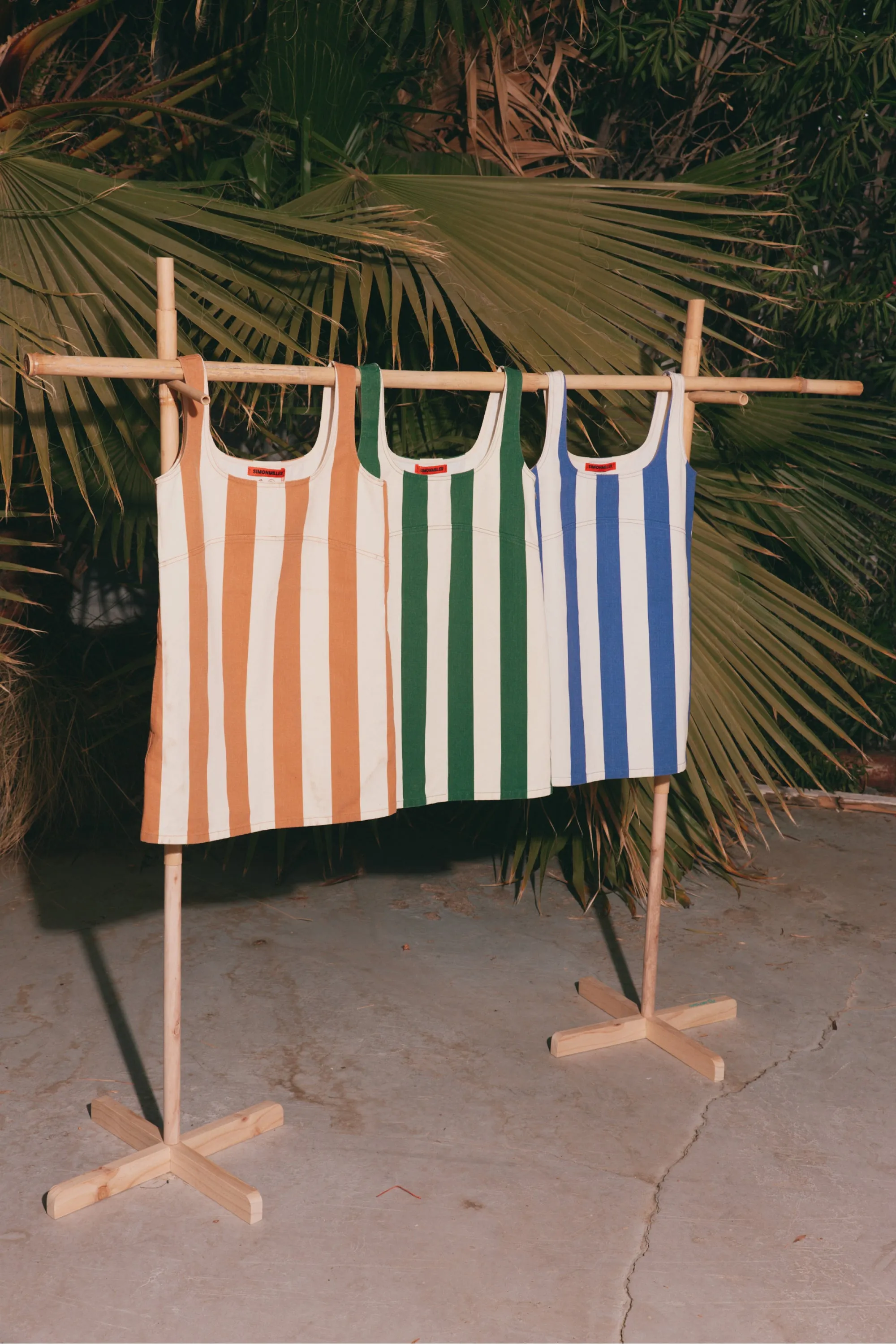 Sahara Striped Denim Dress in Gummy Green/Ecru sold by Simon Miller product image thumbnail 5