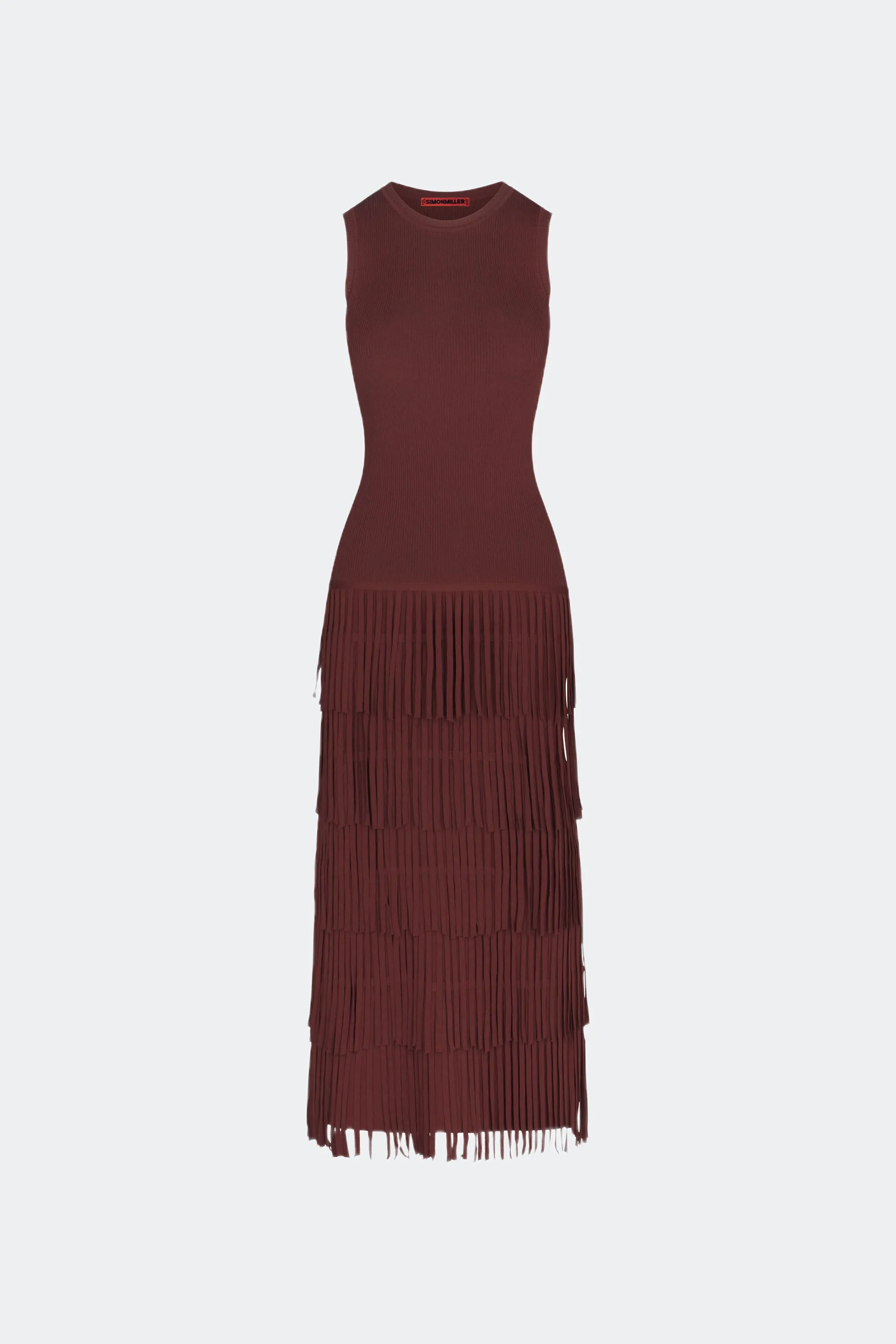 Za Za Sleeveless Knit Fringe Dress in Choco Brown sold by Simon Miller product image thumbnail 2