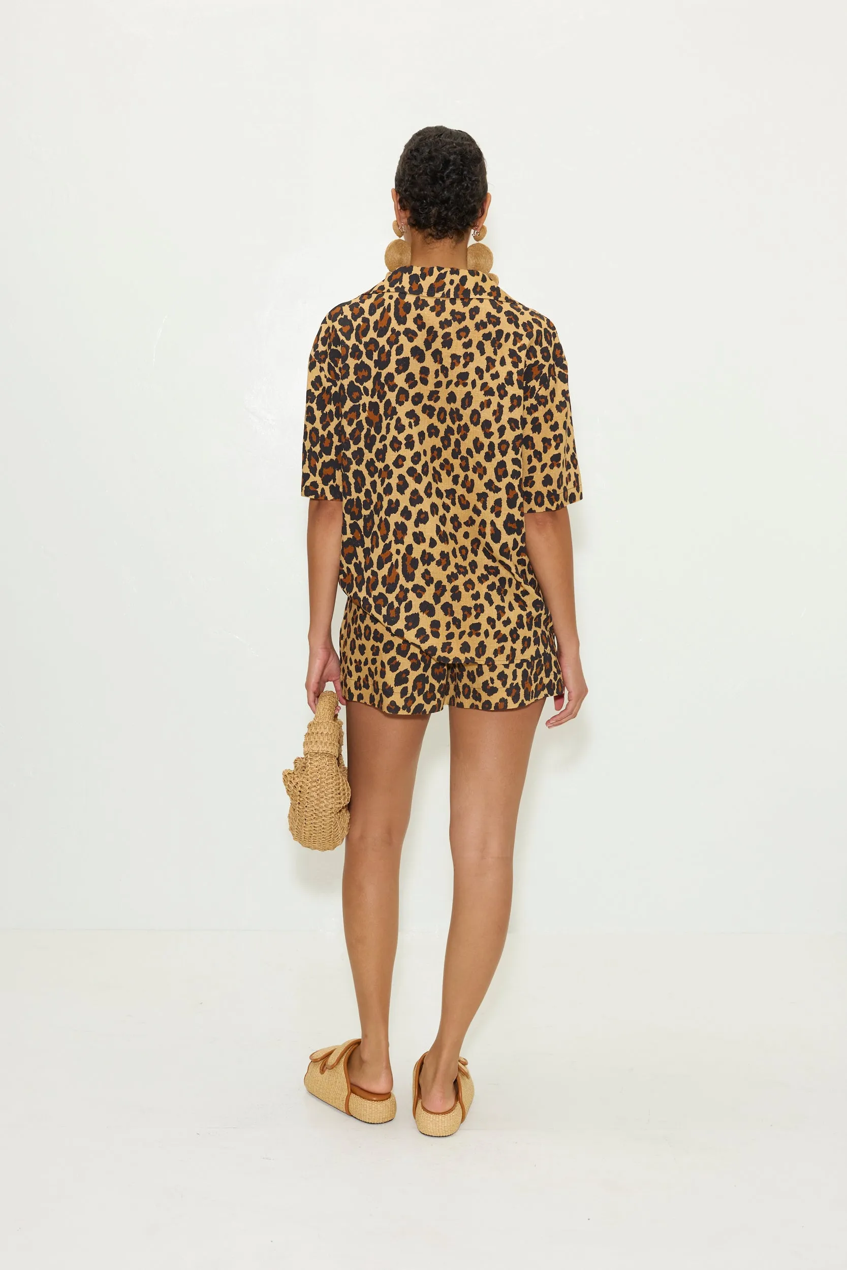 Bia Linen Camp Shirt in Cheetah sold by Simon Miller product image thumbnail 4