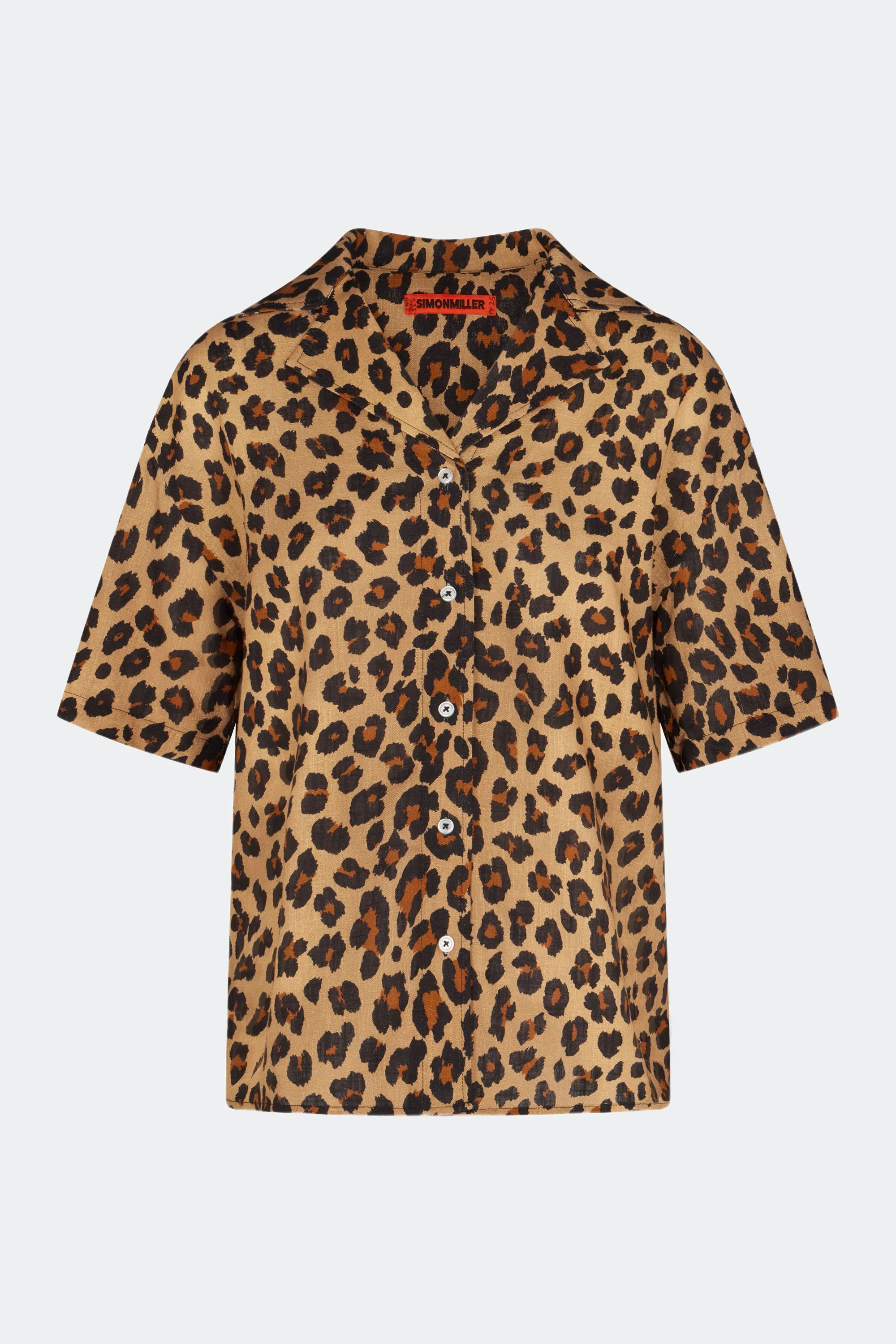 Bia Linen Camp Shirt in Cheetah sold by Simon Miller