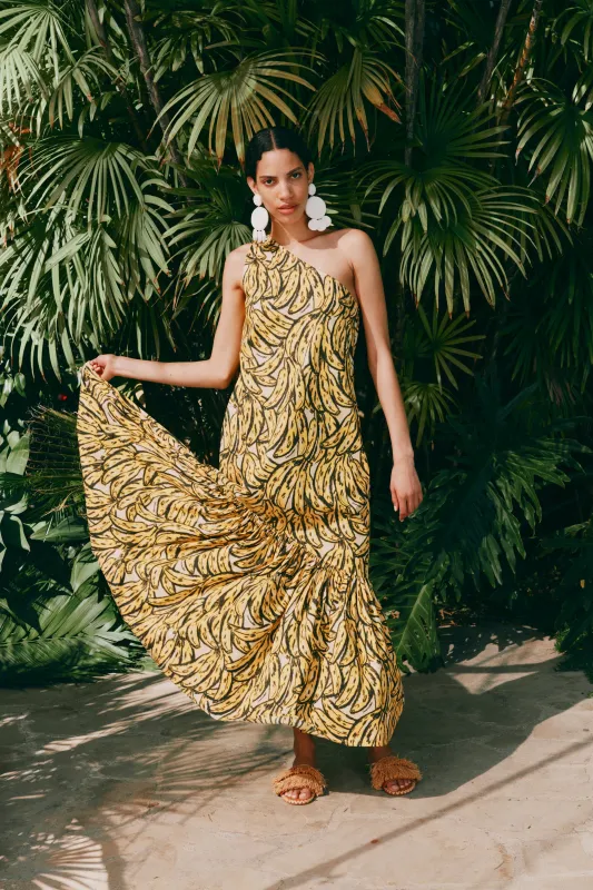 Rea Poplin Maxi Dress in Yellow Bananas sold by Simon Miller