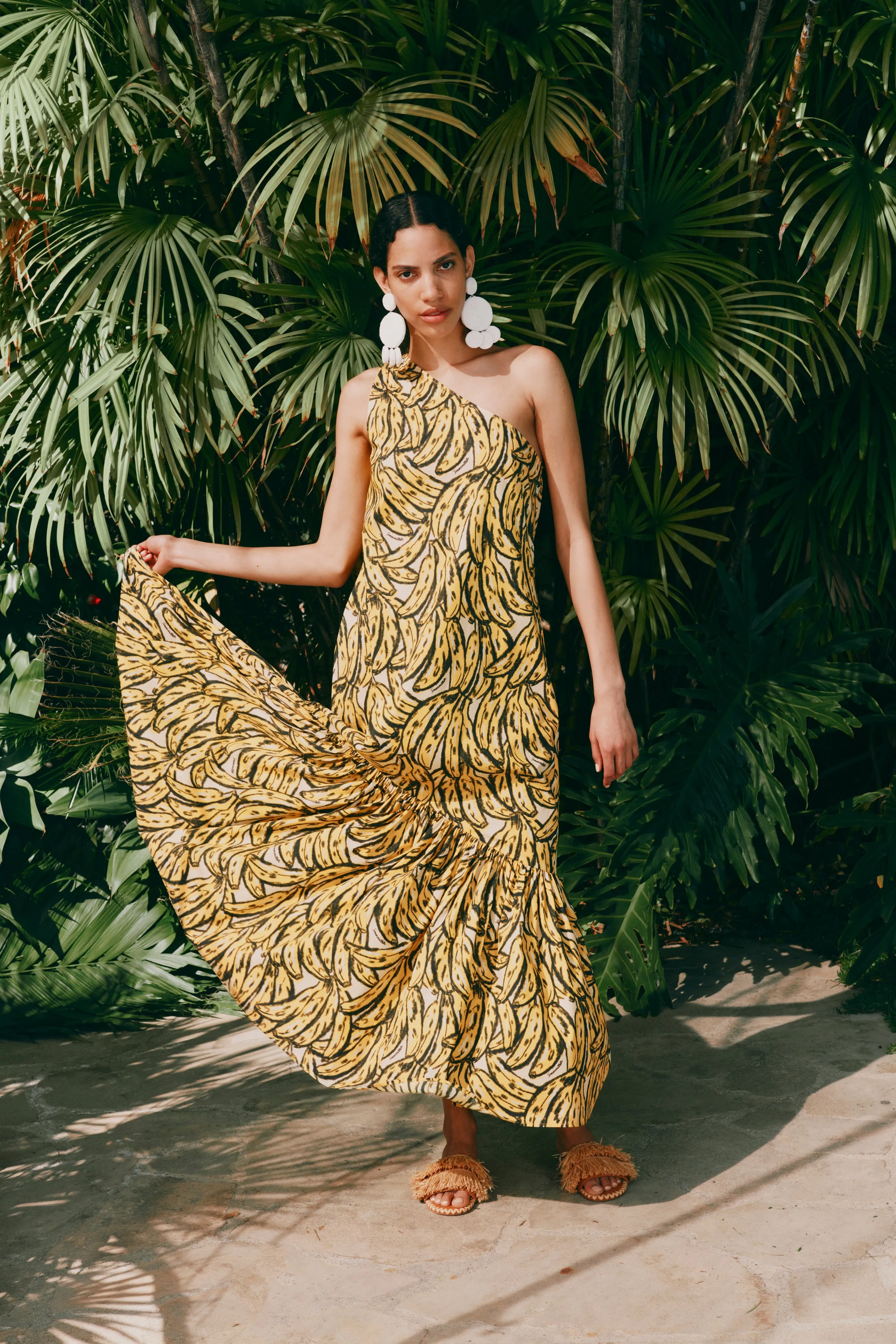 Rea Poplin Maxi Dress in Yellow Bananas sold by Simon Miller