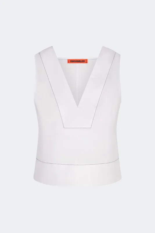 Arro Sleeveless Poplin Top in Macadamia sold by Simon Miller