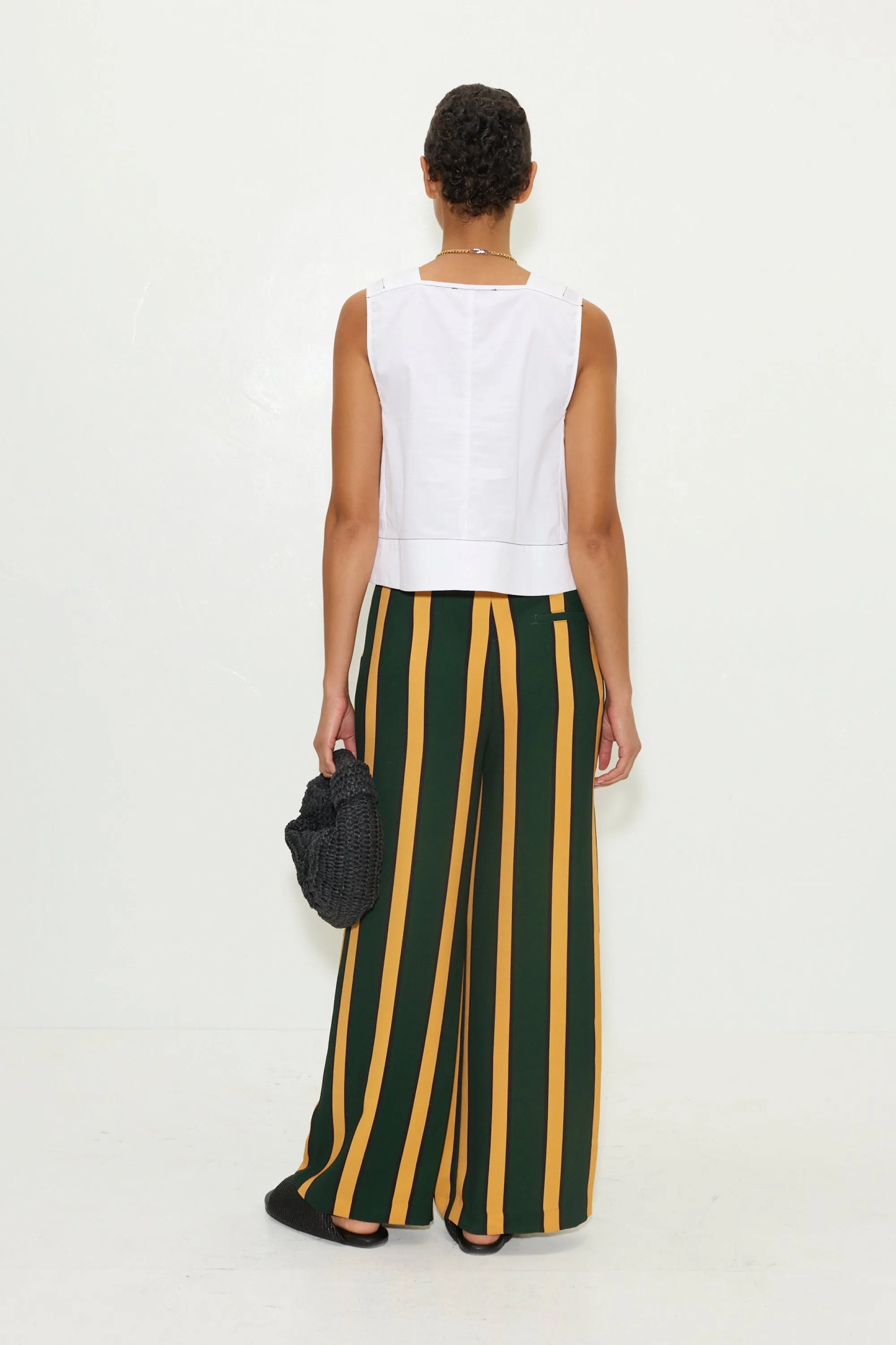 Alto Crepe Pant in Fern/Mustard Stripe sold by Simon Miller product image thumbnail 5