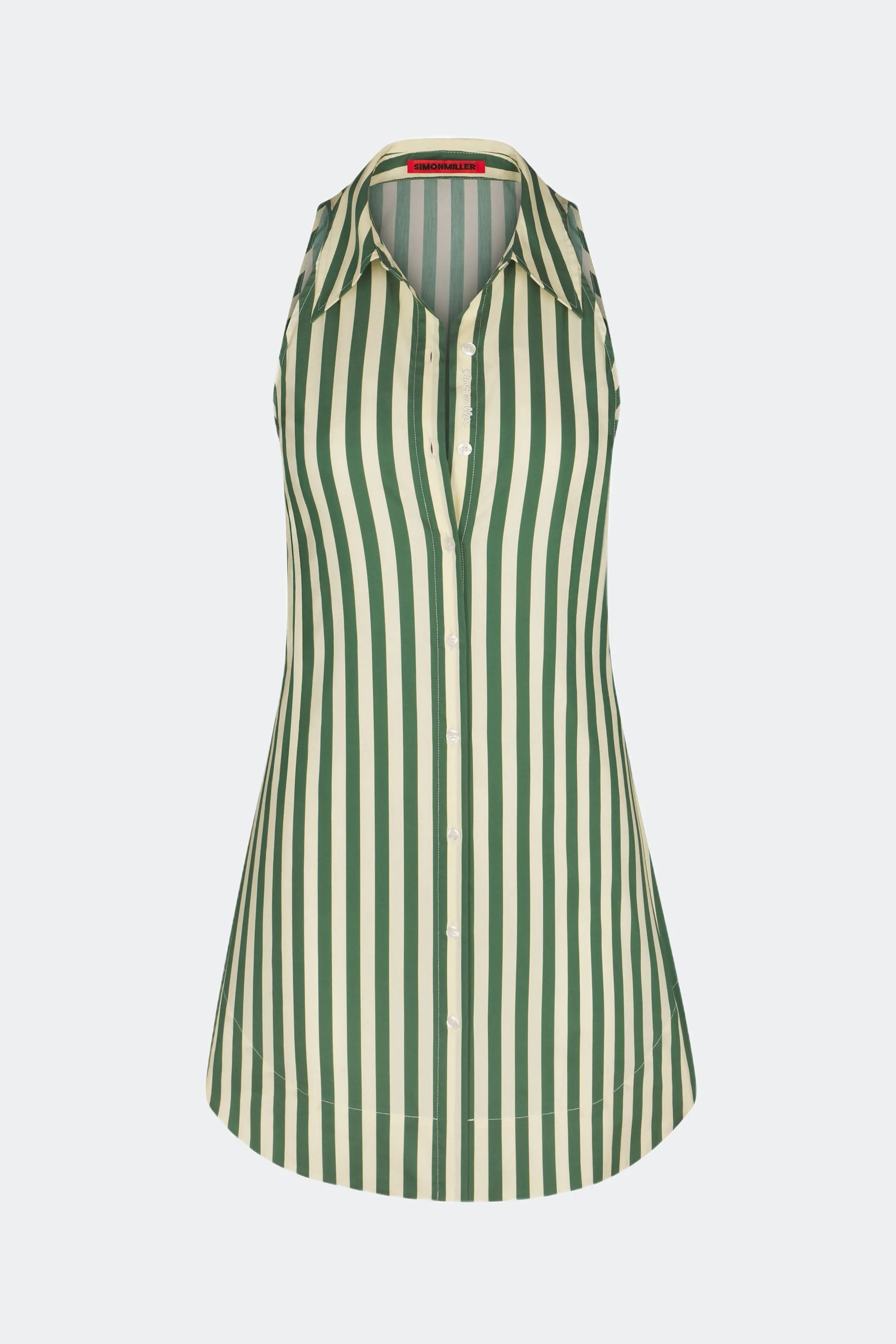 Loch Striped Sleeveless Mini Dress in Gummy Green/Ecru sold by Simon Miller product image thumbnail 2