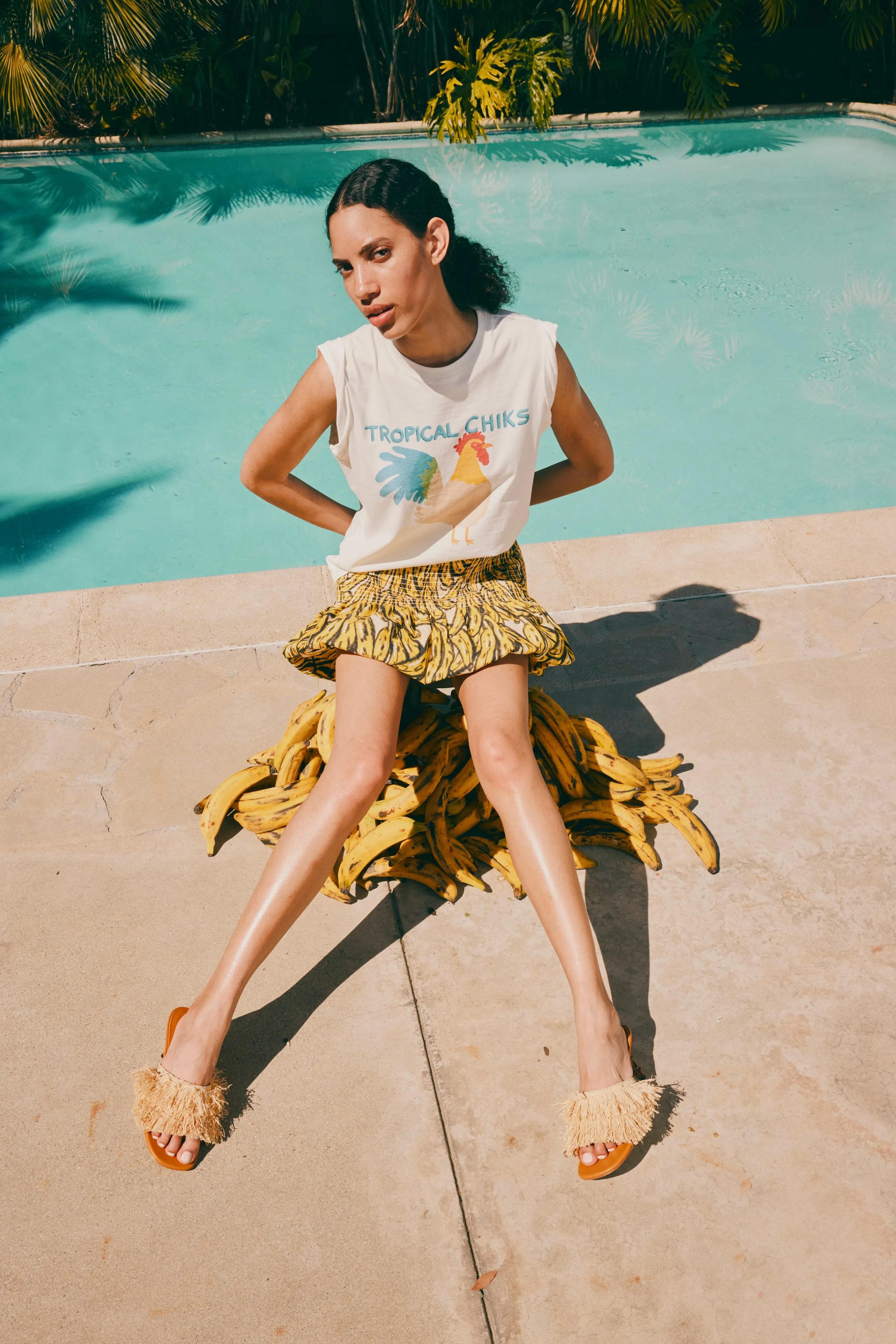 Sancho Poplin Skirt in Yellow Bananas sold by Simon Miller product image thumbnail 4