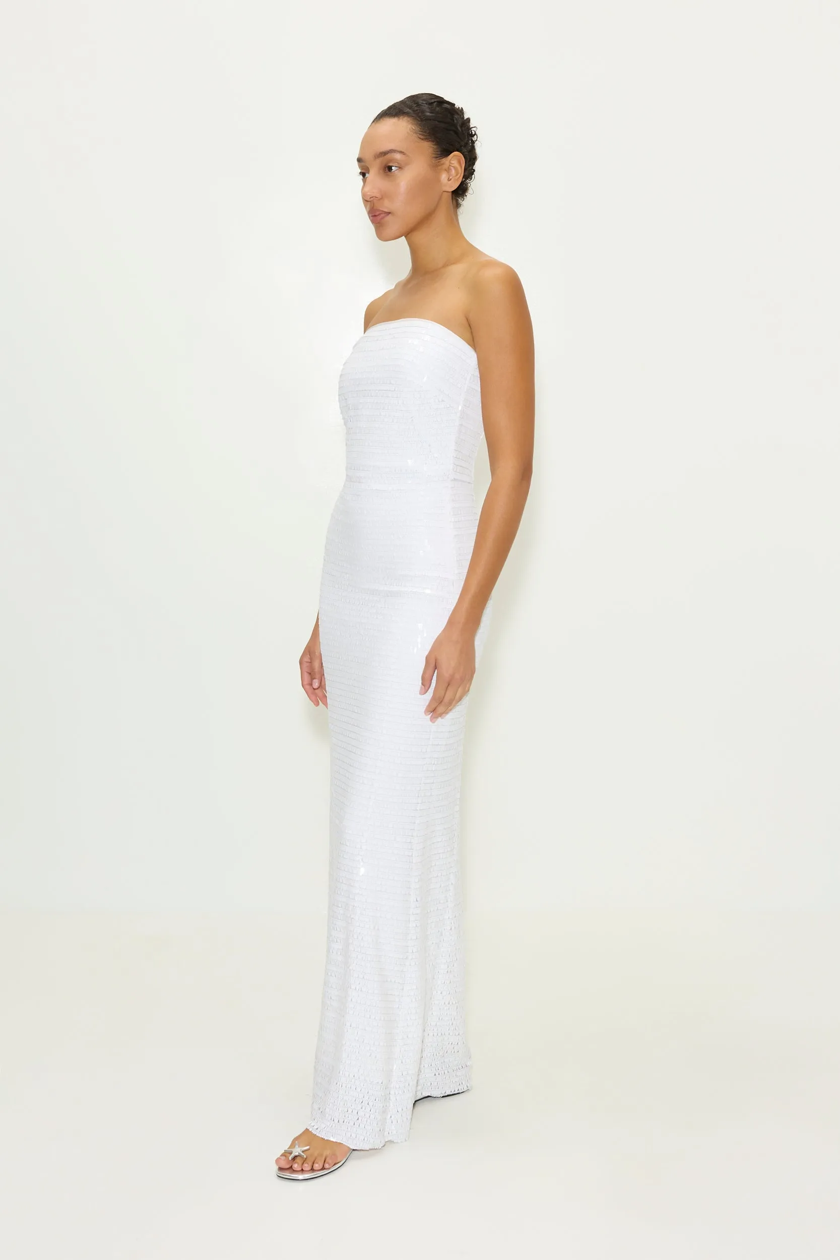 Sculpty Strapless Sequin Dress in Macadamia sold by Simon Miller product image thumbnail 3