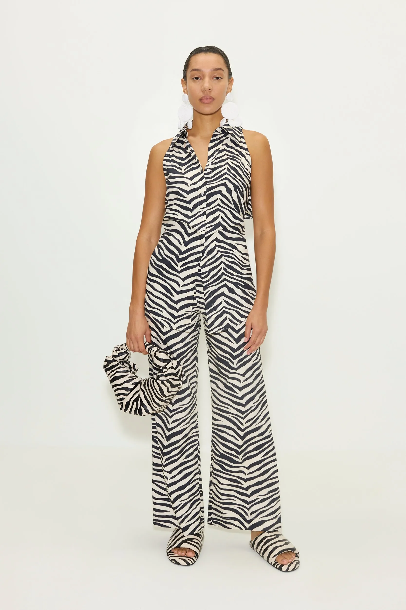 Loch Sleeveless Poplin Button Up In Zebra Print sold by Simon Miller product image thumbnail 4