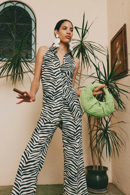 Loch Sleeveless Poplin Button Up In Zebra Print sold by Simon Miller