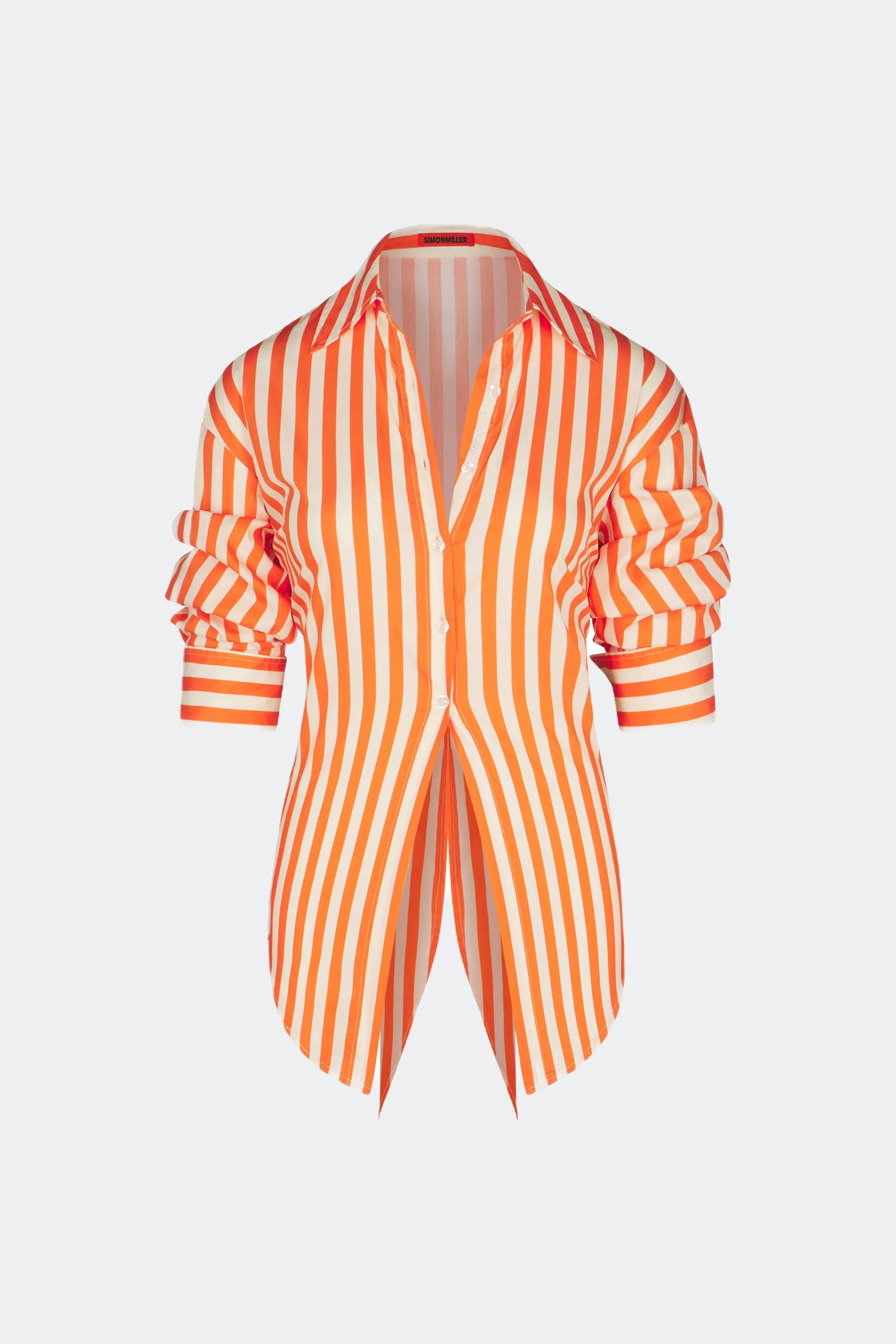 Loch Poplin Button Up In Coral Cabana Stripe sold by Simon Miller product image thumbnail 2