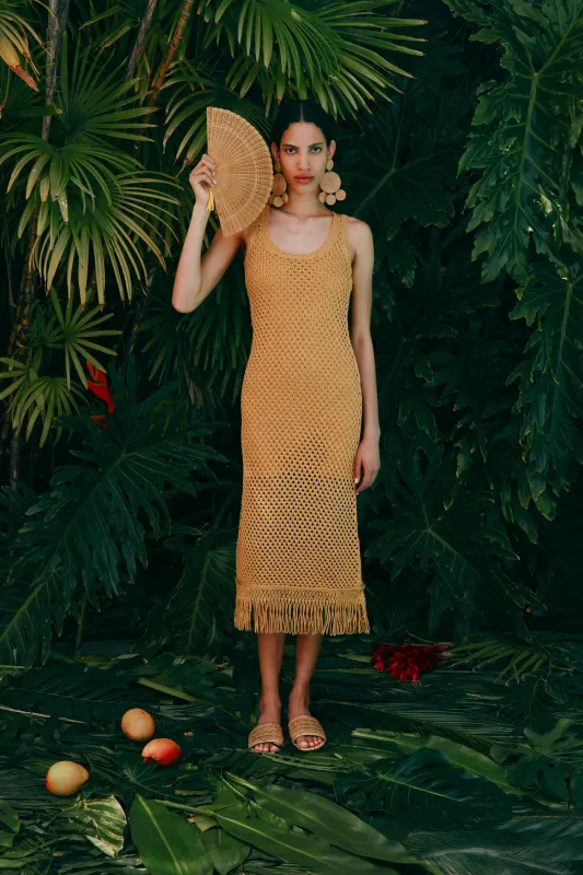 Roca Crochet Dress In Star Gold sold by Simon Miller