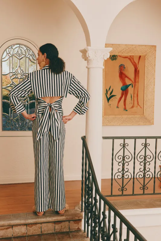 Loch Striped Poplin Button Up In Black/White Stripe sold by Simon Miller