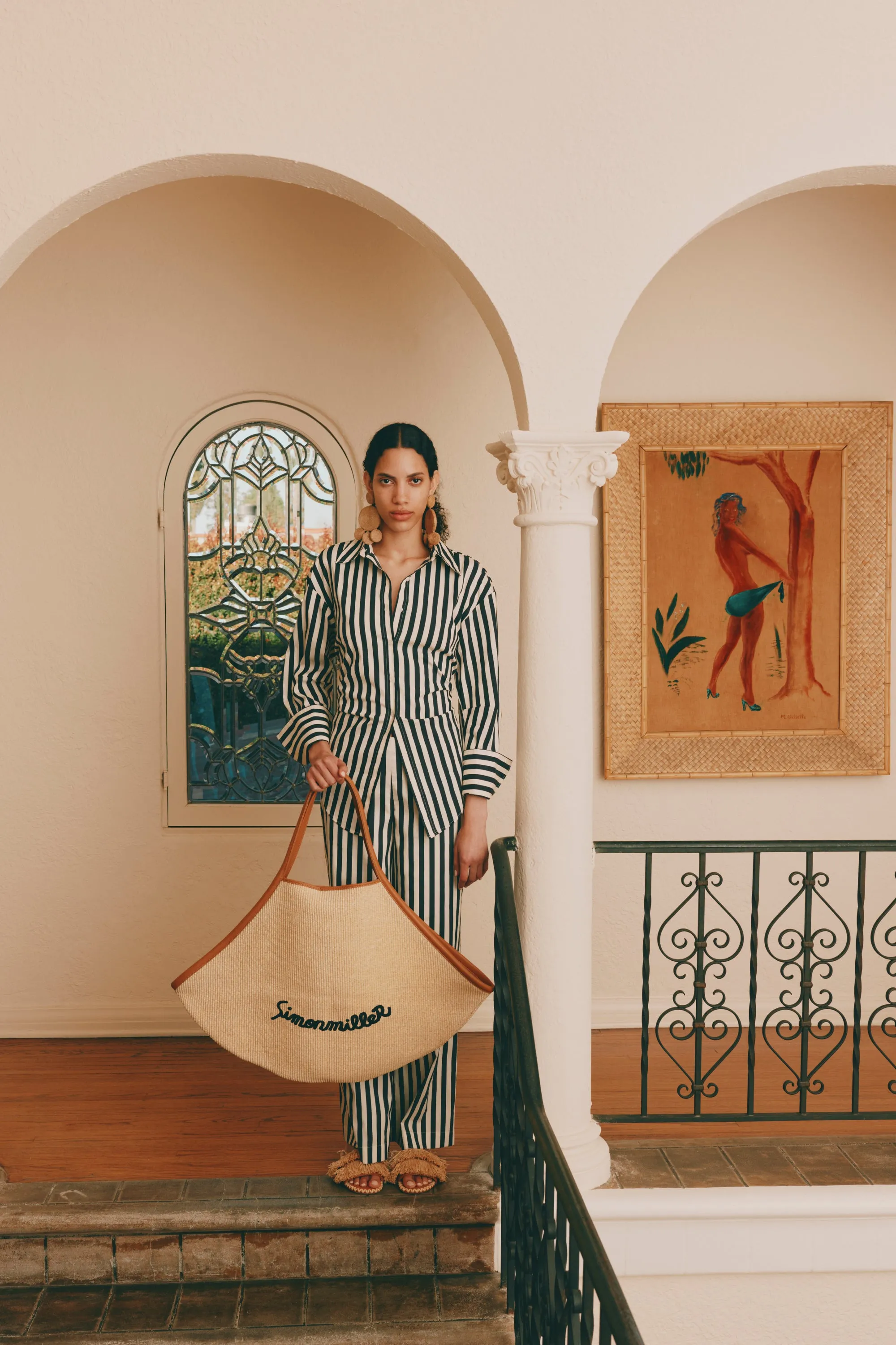 Loch Poplin Button Up in Black/White Stripe sold by Simon Miller product image thumbnail 3