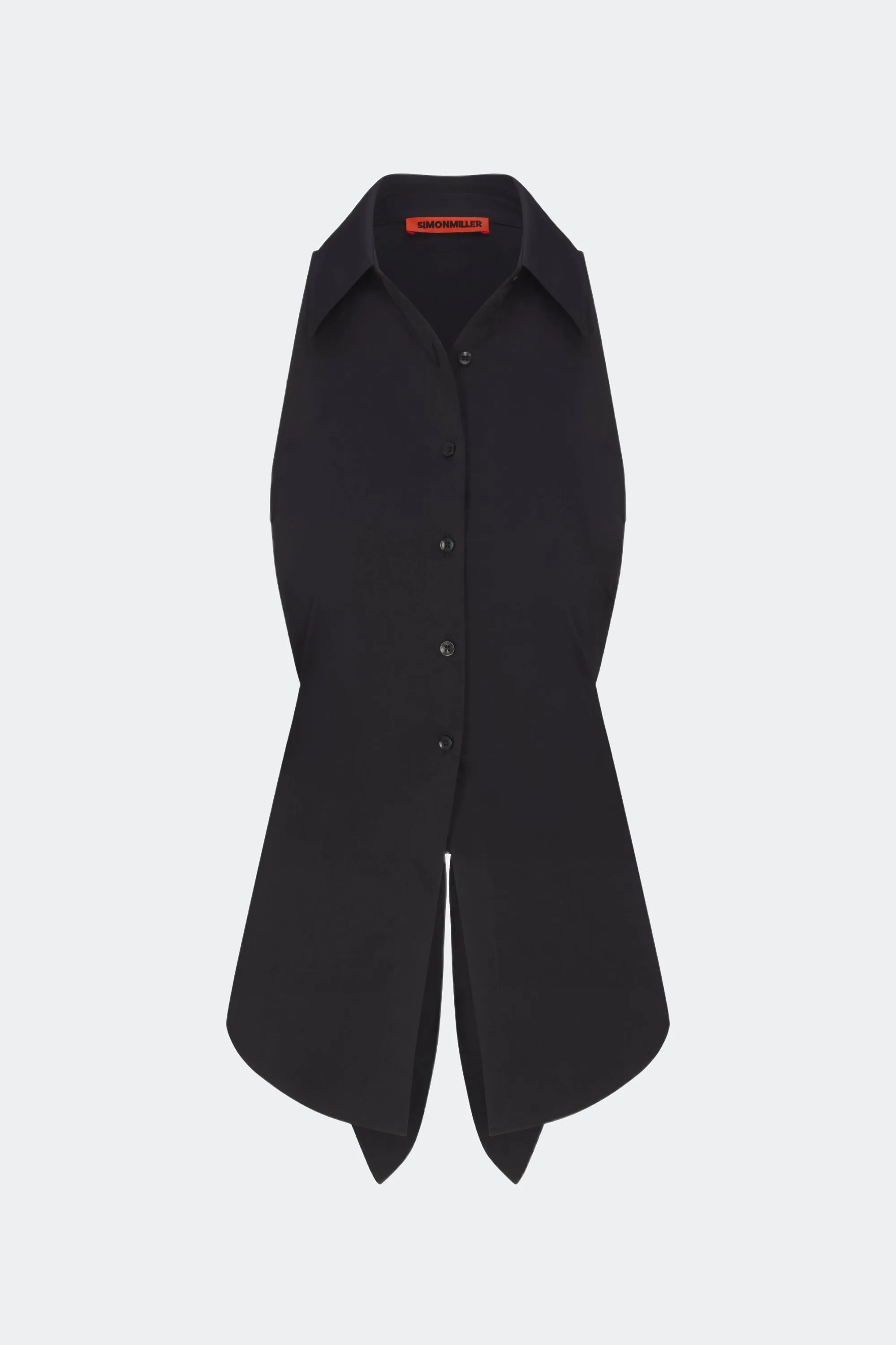 Loch Sleeveless Poplin Button Up In Black sold by Simon Miller