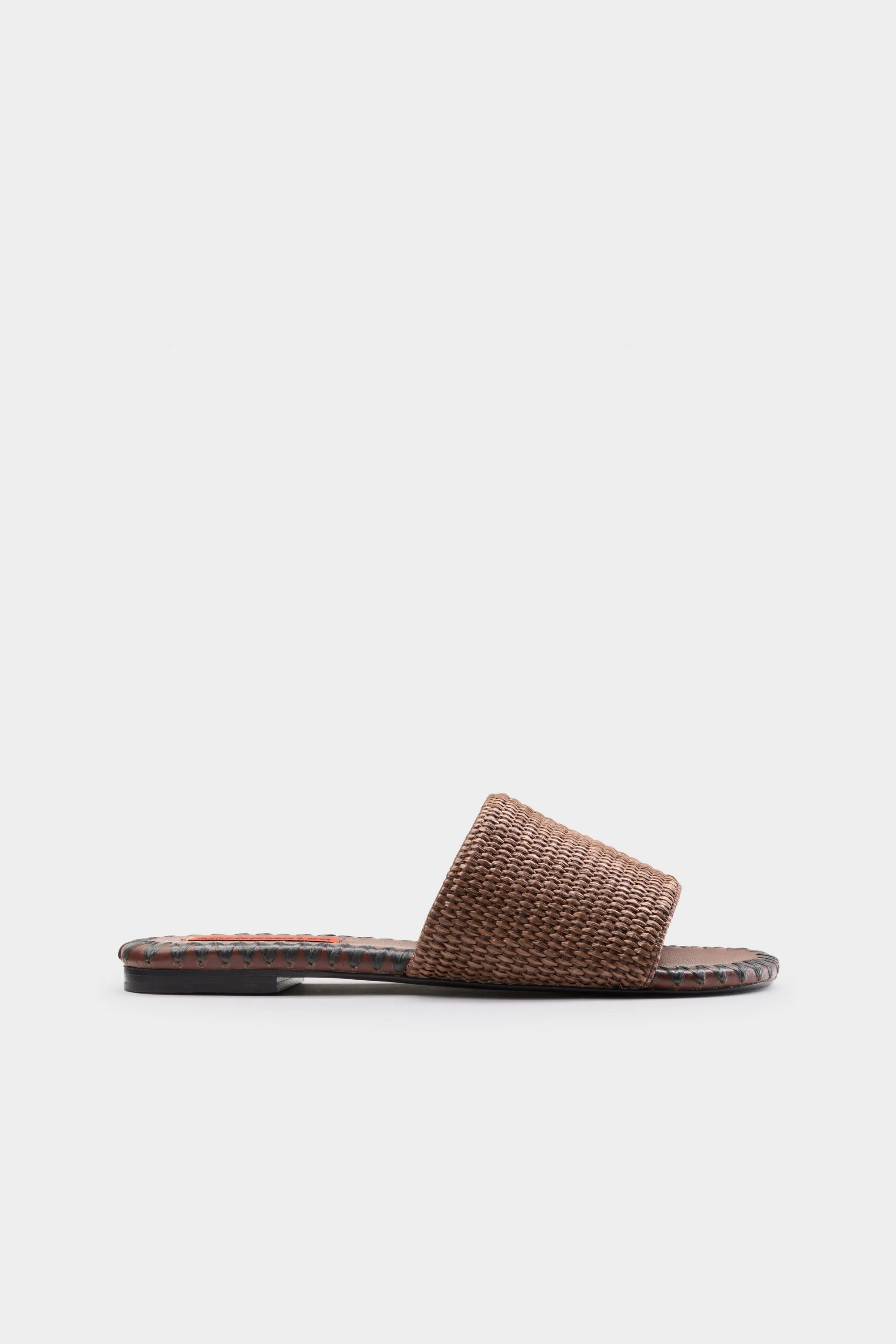 Raffia Salerno Sandal In Chocolate/Black sold by Simon Miller