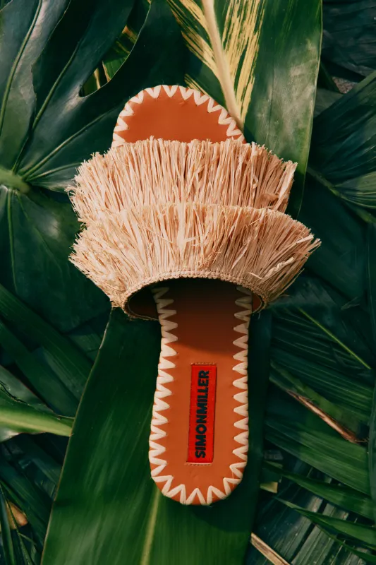 Fringe Raffia Salerno Sandal In Natural sold by Simon Miller