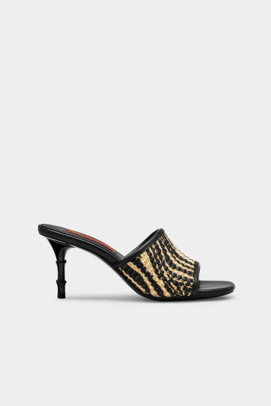 Playa Bamboo Heel In Black/Natural Zebra sold by Simon Miller