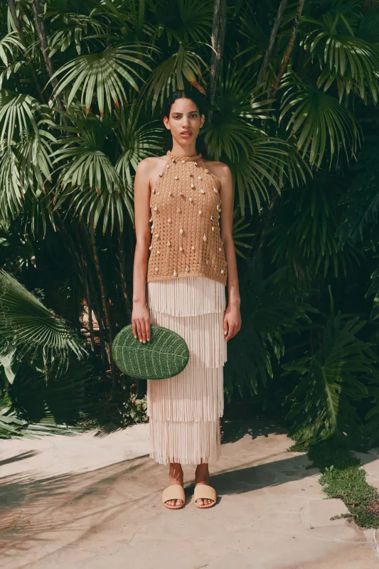 Leaf Clutch In Grass Green sold by Simon Miller