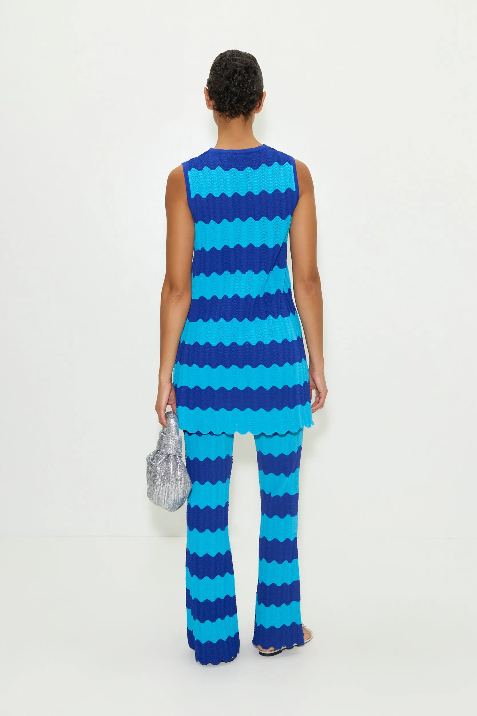 Moji Knit Mini Dress in Blue Tontal Wave Stripe sold by Simon Miller product image thumbnail 3