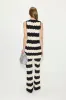 Moji Knit Pant in Black/Macadamia Wave Stripe sold by Simon Miller