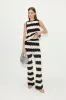 Moji Knit Pant in Black/Macadamia Wave Stripe sold by Simon Miller