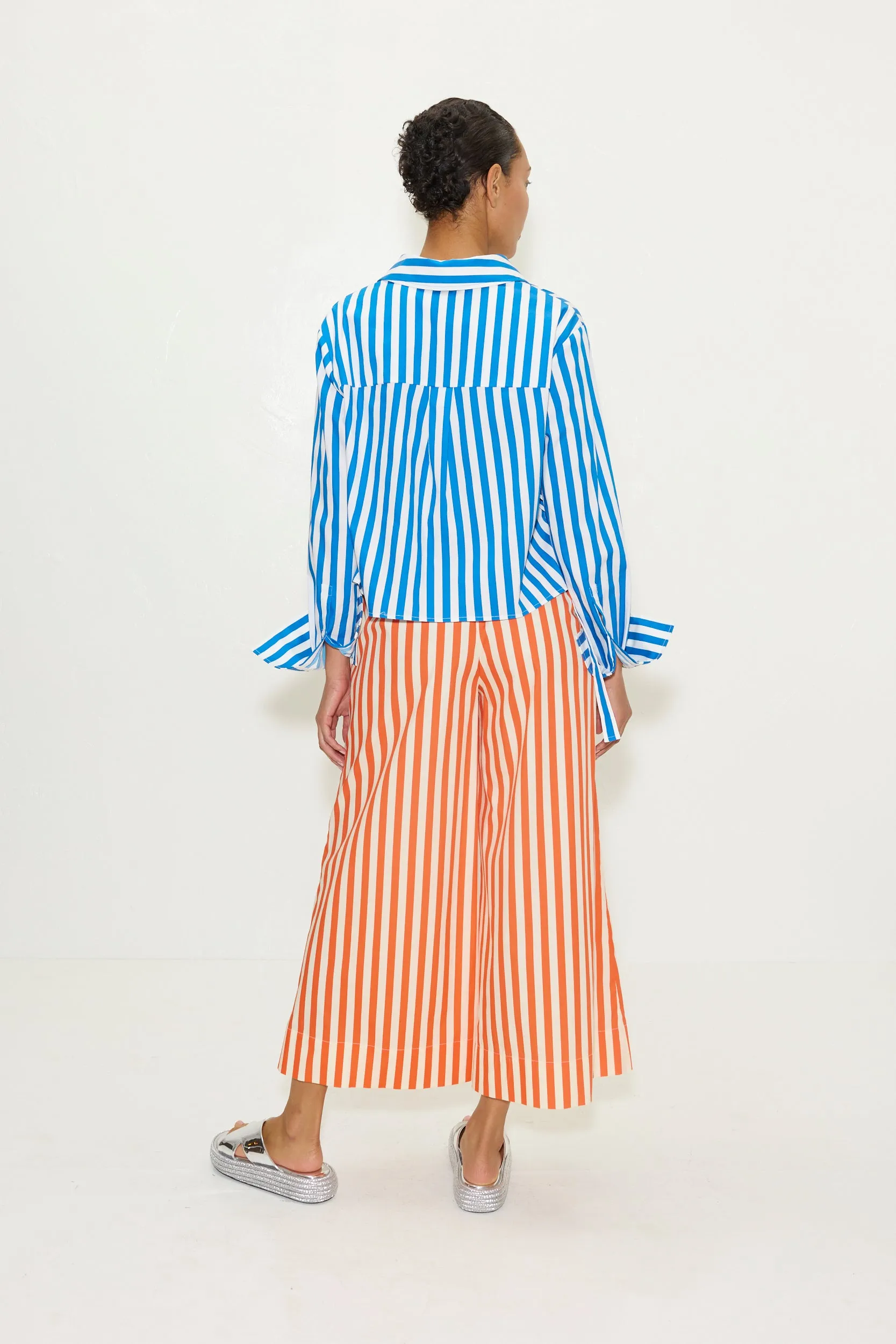 Ayre Cropped Poplin Top in Blue Stripe sold by Simon Miller product image thumbnail 3