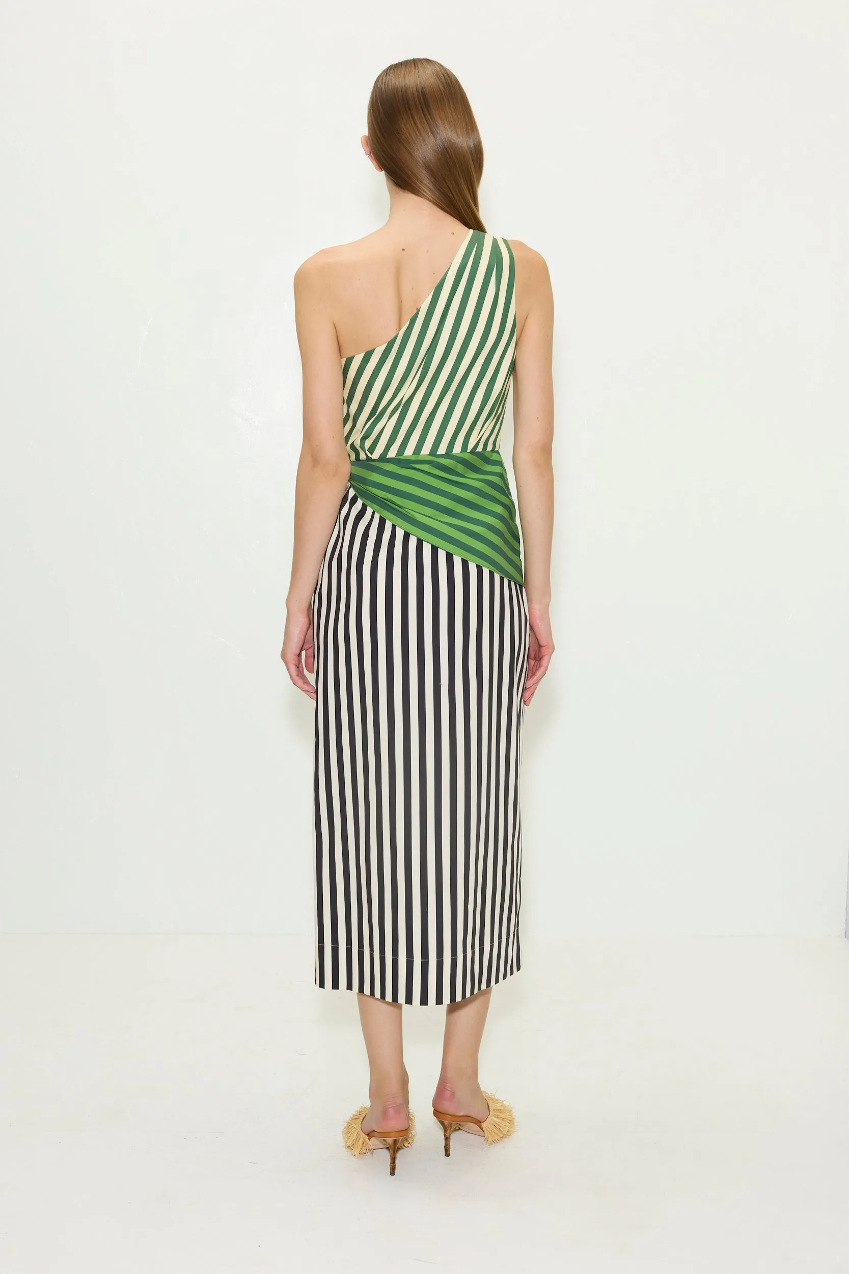Belem Poplin Midi Dress in Green Multi Stripe Combo sold by Simon Miller product image thumbnail 2