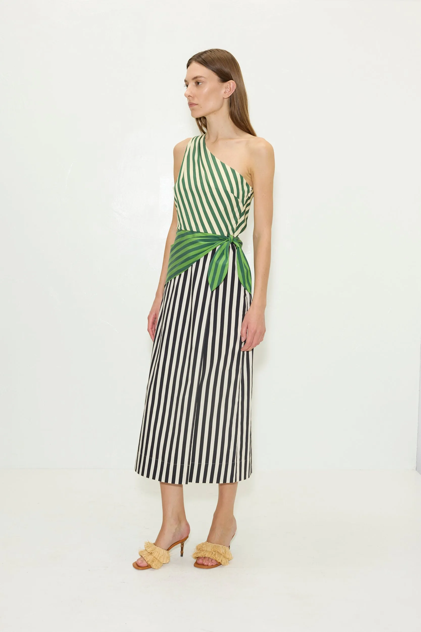 Belem Poplin Midi Dress in Green Multi Stripe Combo sold by Simon Miller product image thumbnail 3